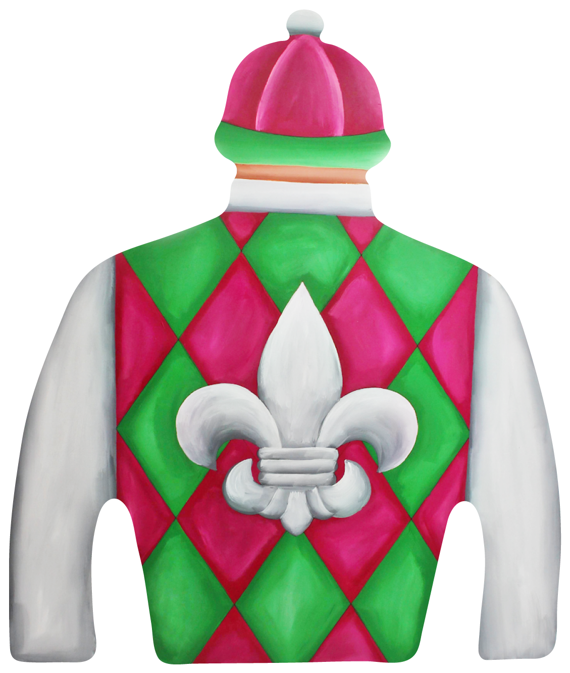 CHELLE BELLE'S CREATIONS  BACK OF JOCKEY PINK AND GREEN