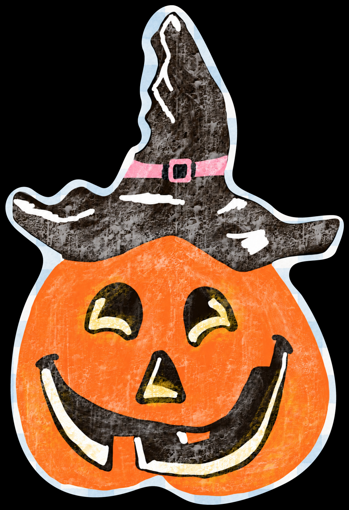 OLIVE TREE CORINTH ORANGE JACK-O-LANTERN WITH A WITCH HAT ON