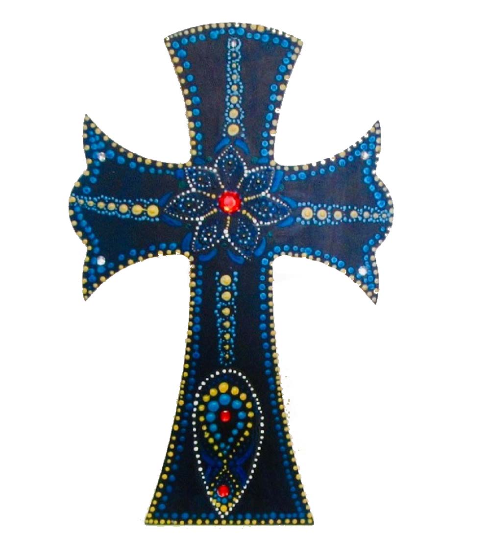 Basic Shape Cross MDF Cutout Ornate Fleur-De-Lis Silhouette - Unfinished For DIY