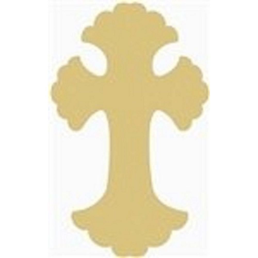 Basic Shape Cross MDF Cutout Ornate Fleur-End Cross Silhouette - Unfinished For DIY
