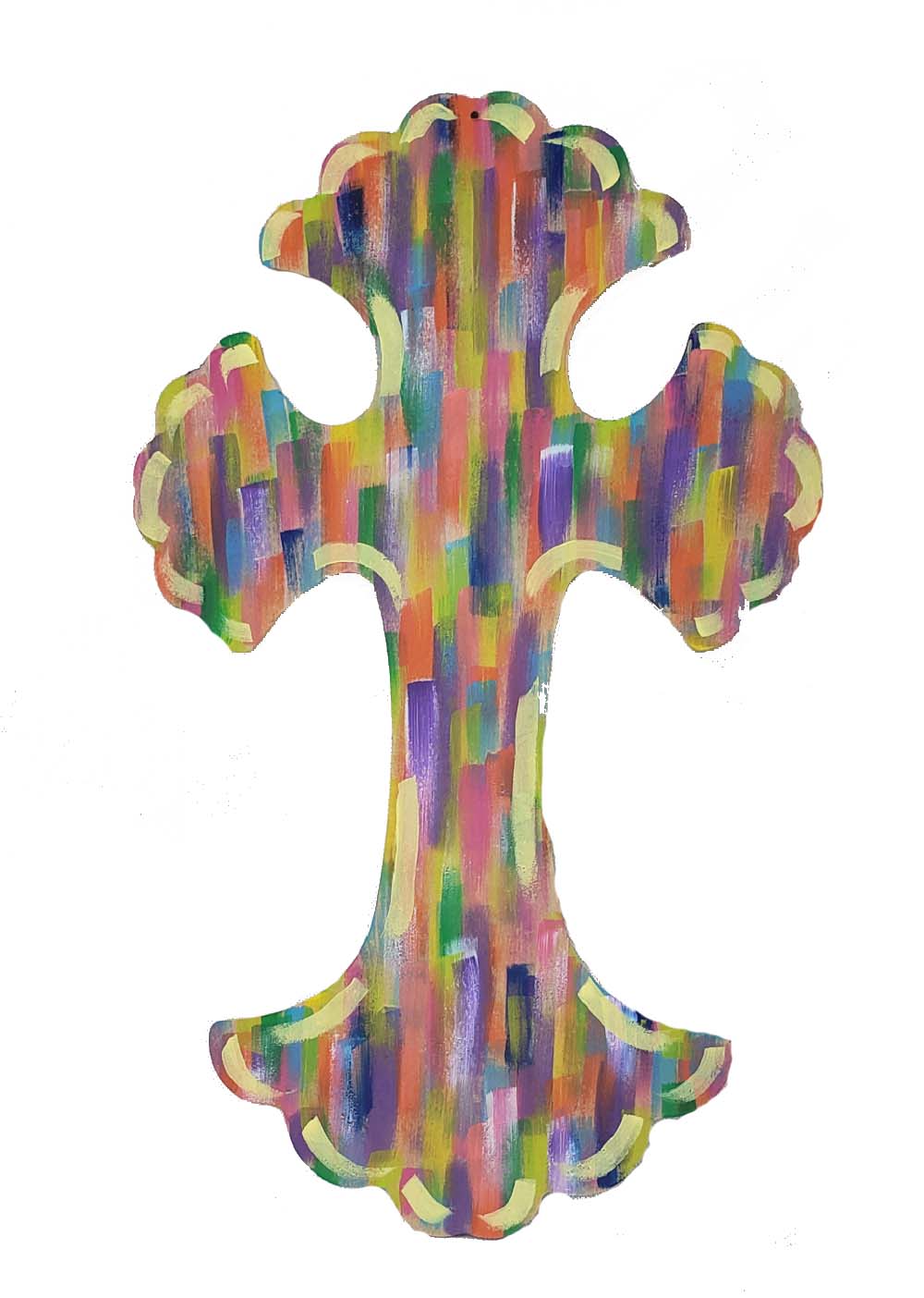 Basic Shape Cross MDF Cutout Ornate Fleur-End Cross Silhouette - Unfinished For DIY