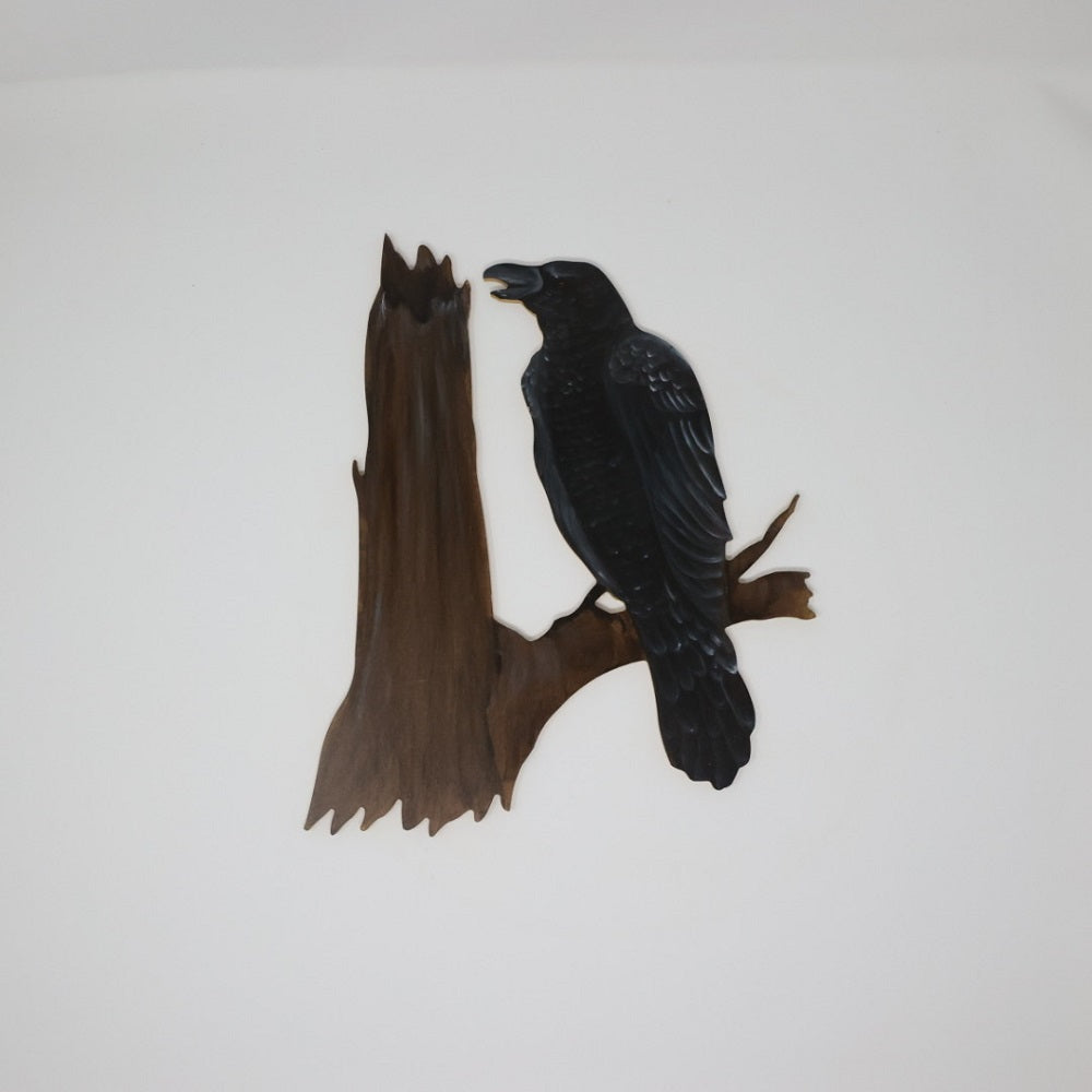 Basic Shape Crow Silhouette MDF Cutout On Branch - Unfinished For DIY