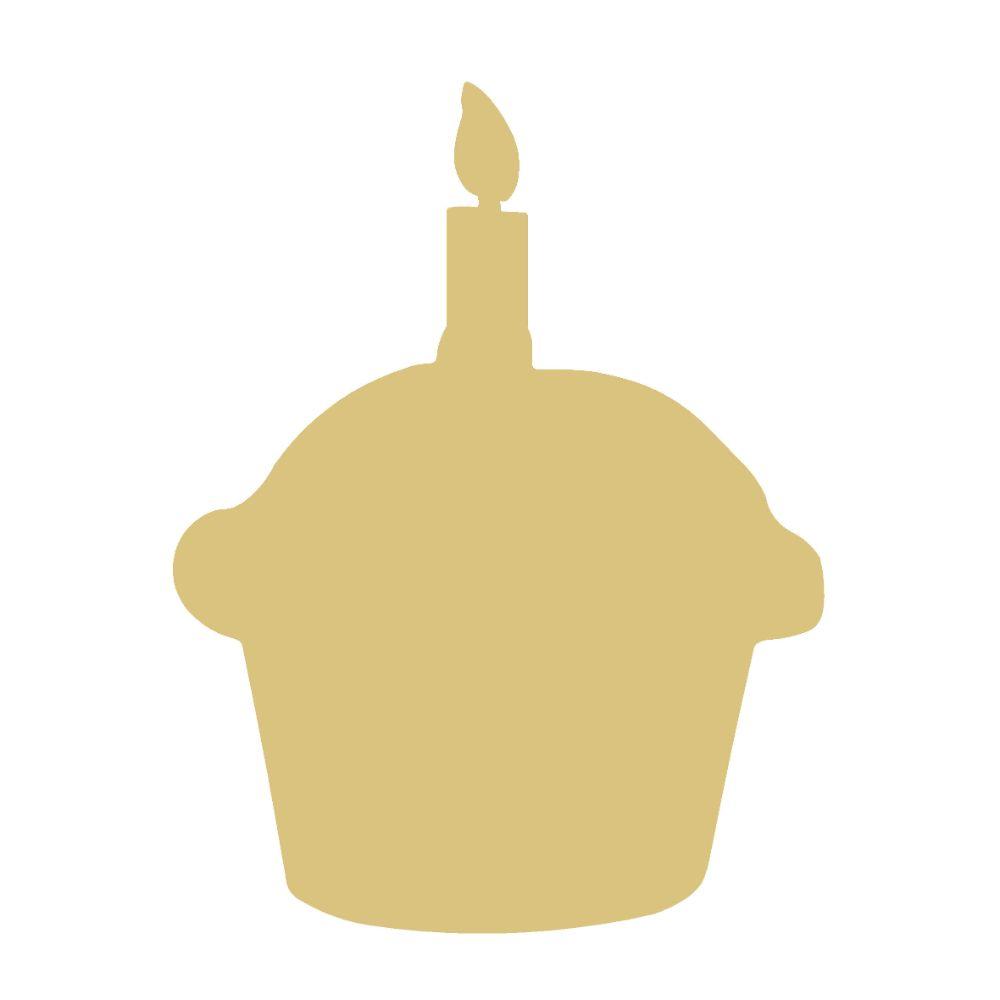 Basic Shape Cupcake MDF Cutout With Candle - Unfinished For DIY