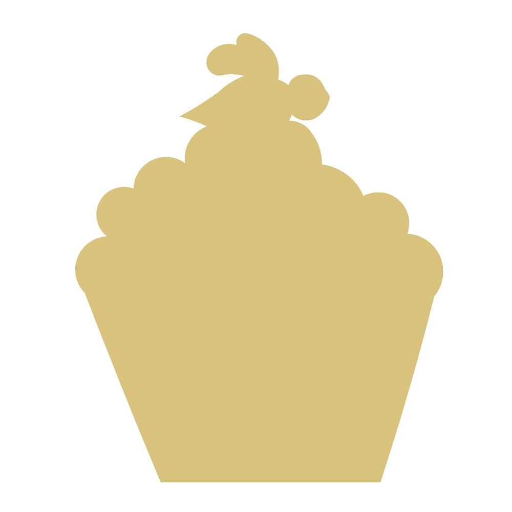 Basic Shape Frosted Cupcake MDF Cutout Silhouette - Unfinished For DIY