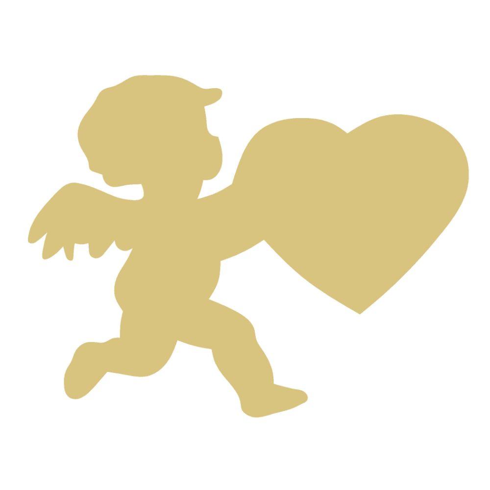 Basic Shape Cupid MDF Cutout Cupid With Heart - Unfinished For DIY