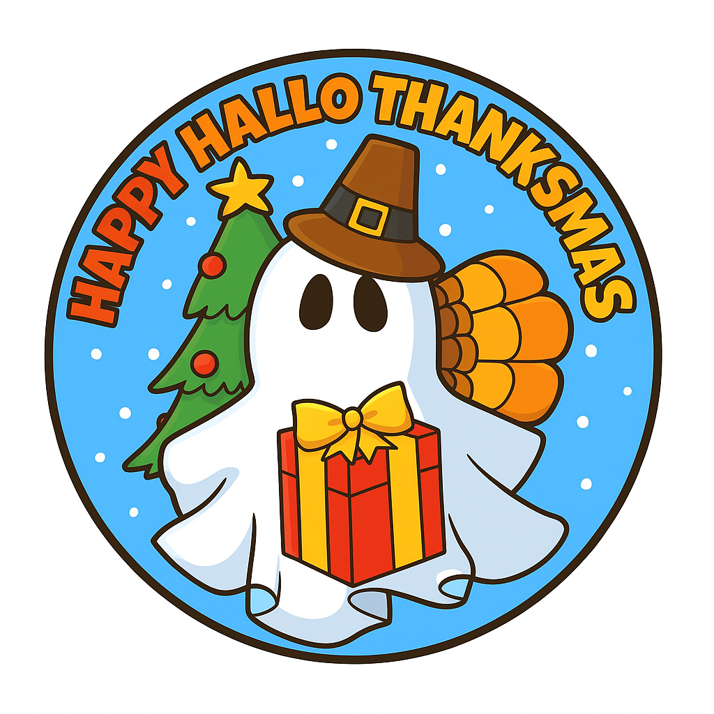 3D Round MDF Cutout Happy Hallow Thankmas 3 Holidays In One - Unfinished for DIY