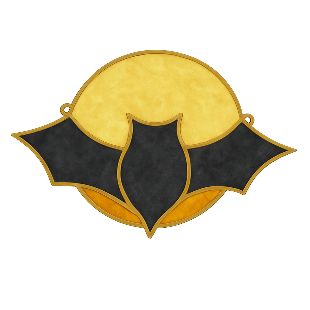 Faux Stained Glass Laser-Cut Round MDF Cutout Bat In The Moonlight - Unfinished For DIY