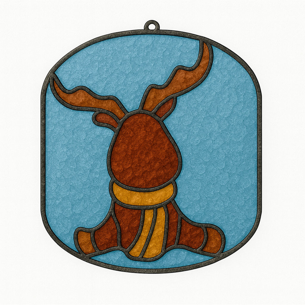 Faux Stained Glass Reindeer MDF Cutout Suncatcher - Unfinished For DIY