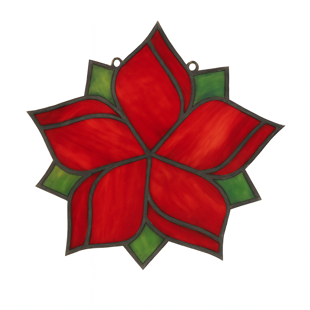 Poinsettia Laser-Cut Faux Stained-Glass Frame Unfinished MDF Wood– Open Frame Craft Blank for Resin, Crushed Glass & Mixed Media Art | Made in the USA by Diverse Woodworking