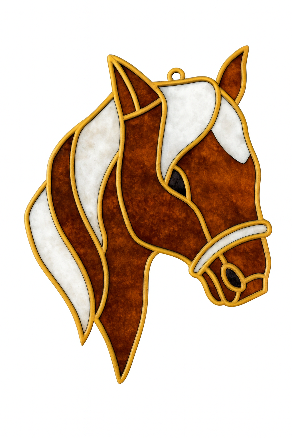 Faux Stained Glass Laser Cut MDF Cutout Horse Head Silhouette With Bridle - Unfinished For DIY