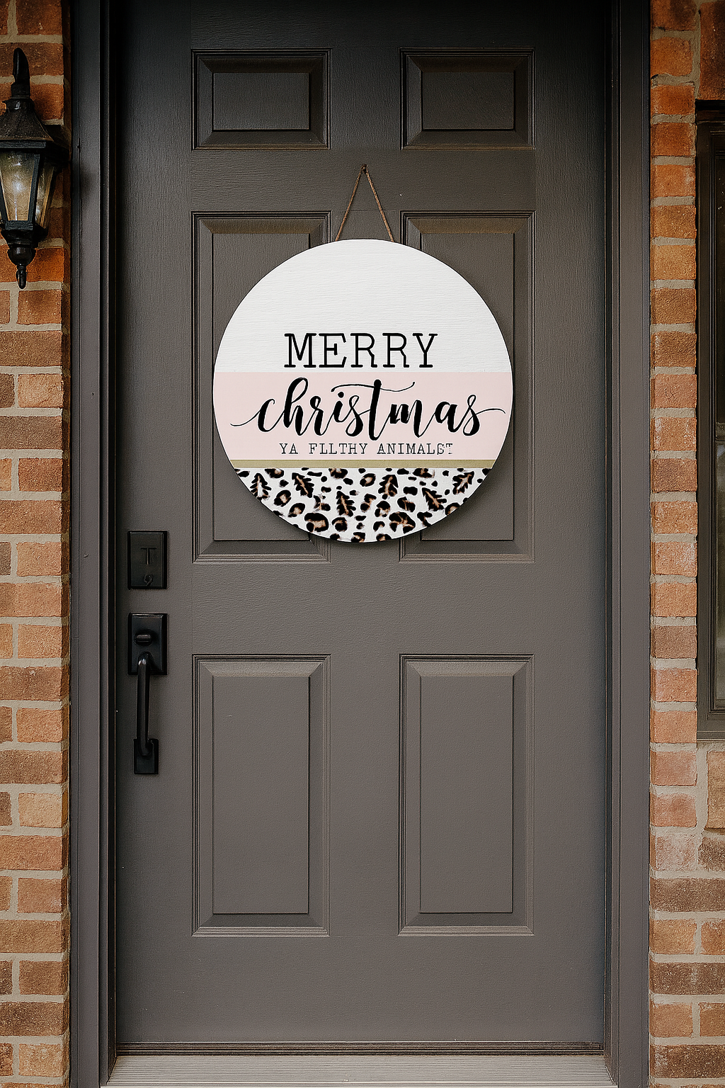 Merry Christmas Cheetah Printed MDF Wall & Door Sign – Ready-to-Hang Home Décor Accent – No Painting Required