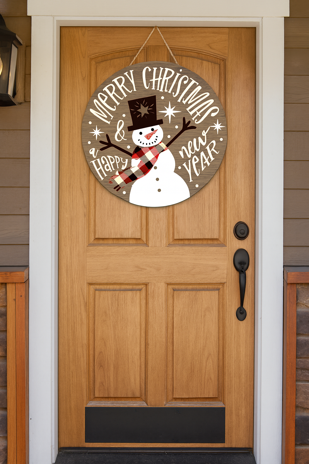 Merry Christmas Happy New Year Printed MDF Wall & Door Sign – Ready-to-Hang Home Décor Accent – No Painting Required