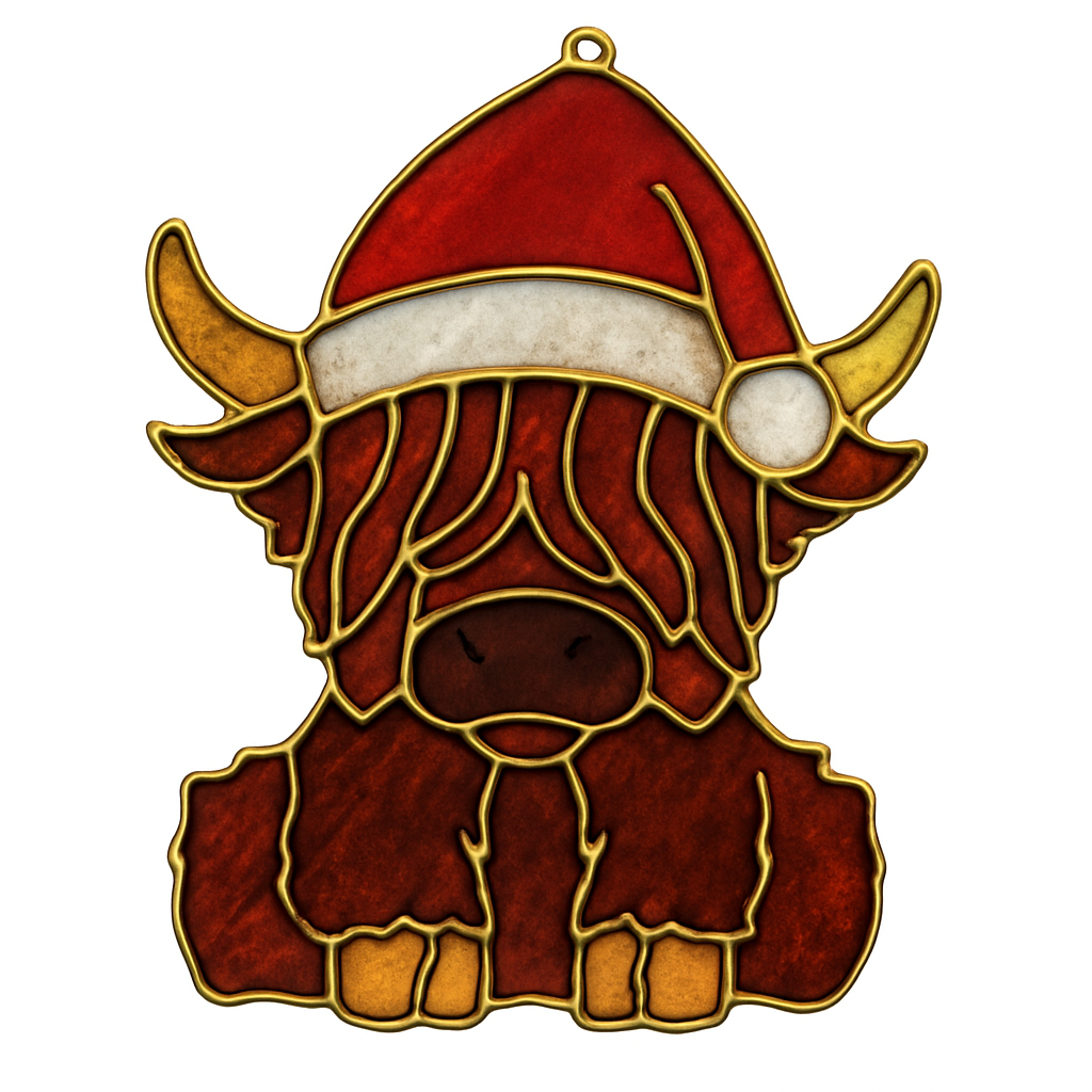Highland Cow Unfinished Faux Stained-Glass Frame