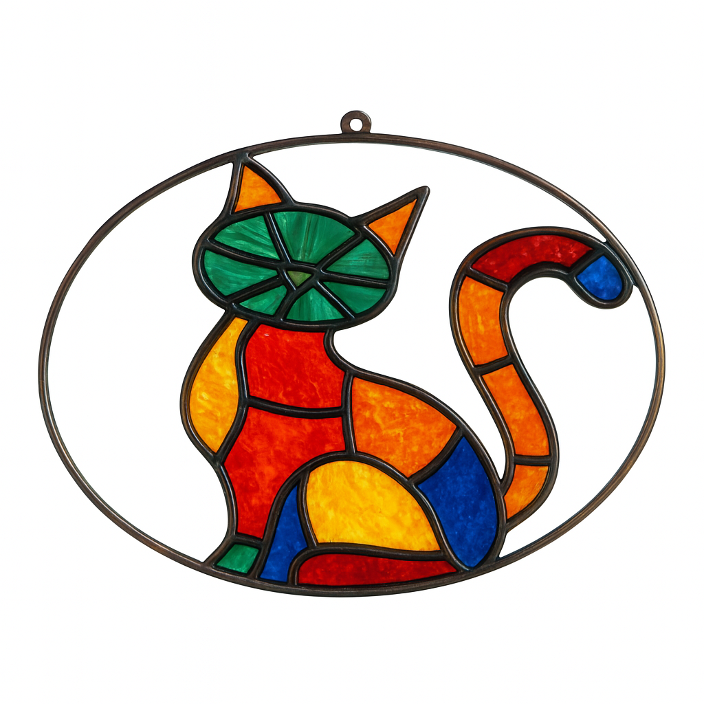 Cat Unfinished Faux Stained-Glass Frame