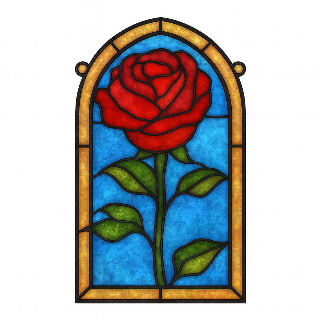 Rose Unfinished Faux Stained-Glass Frame