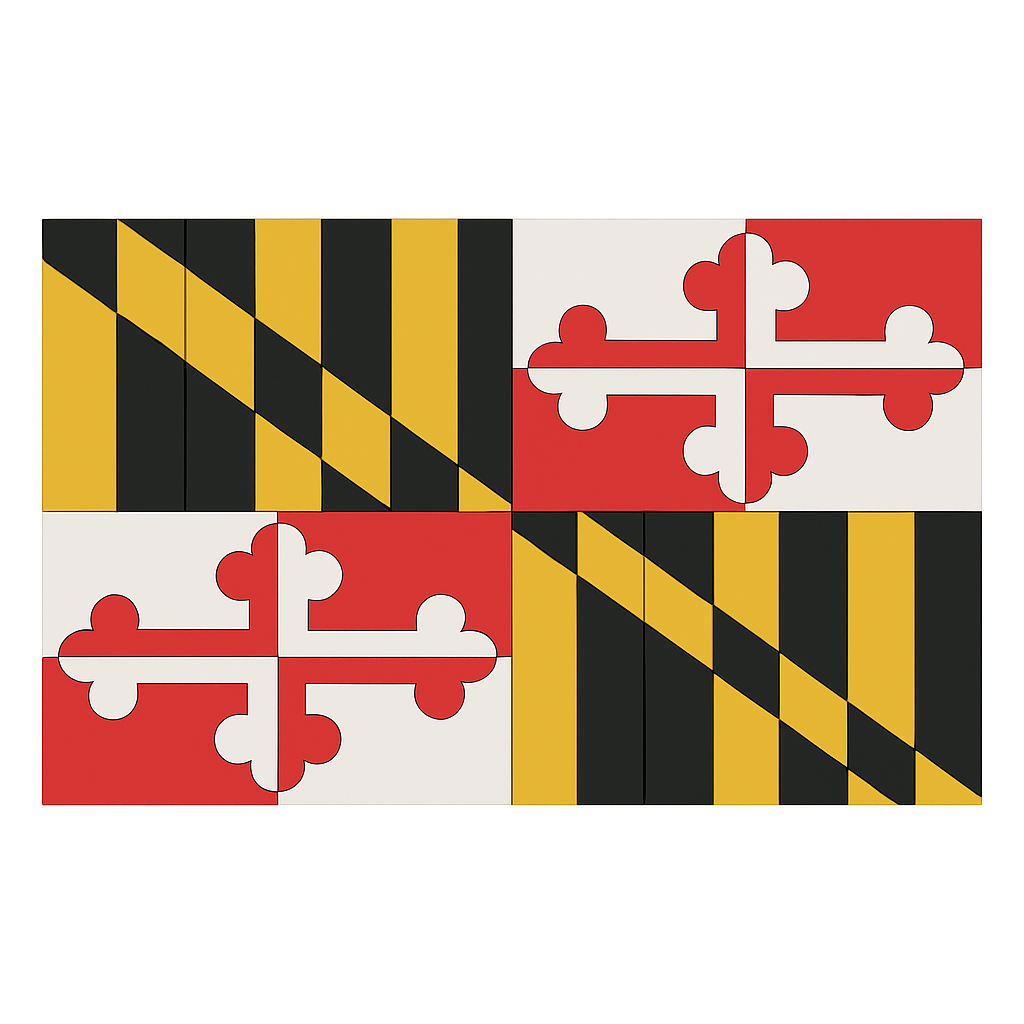 Maryland State Flag 3D Wooden Craft Cut Outs – Layered 1/4” MDF Shapes for DIY Door Hangers, Wall Art, and Seasonal Signs – Laser Cut Wood Blanks for Painting, Vinyl, Glitter and more – Farmhouse Décor and Gifts – Made in the USA