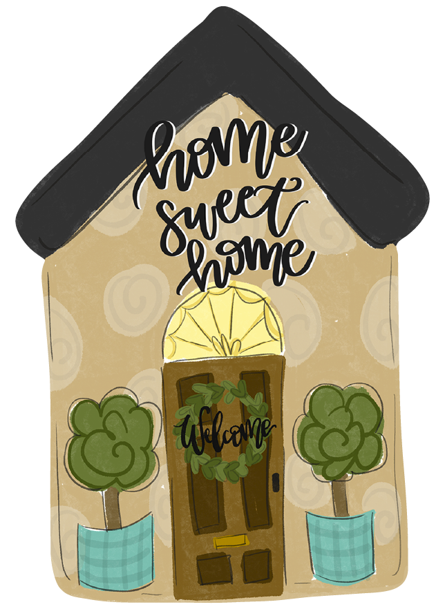 DOODLES BY REBEKAH HOME SWEET HOME TAN HOUSE