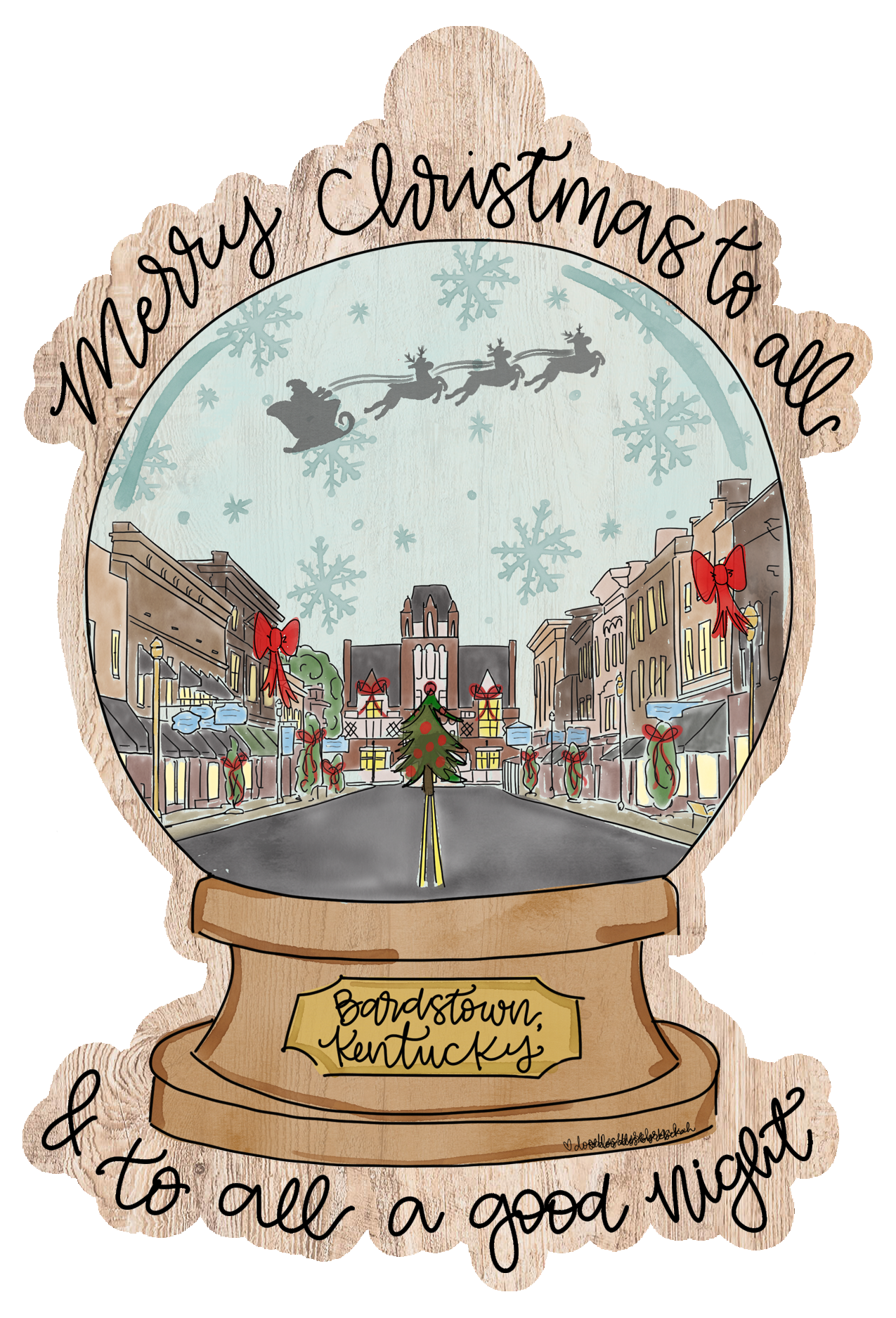 DOODLES BY REBEKAH MERRY CHRISTMAS GLOBE