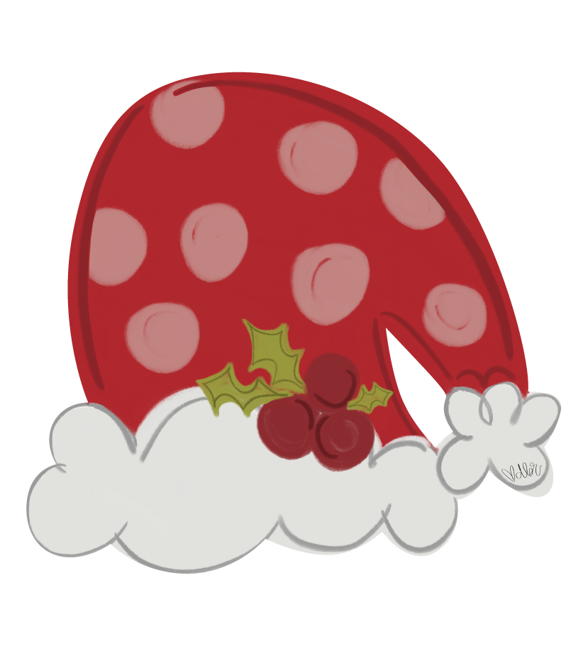 DOODLES BY REBEKAH SANTA HAT WITH POLKA DOTS