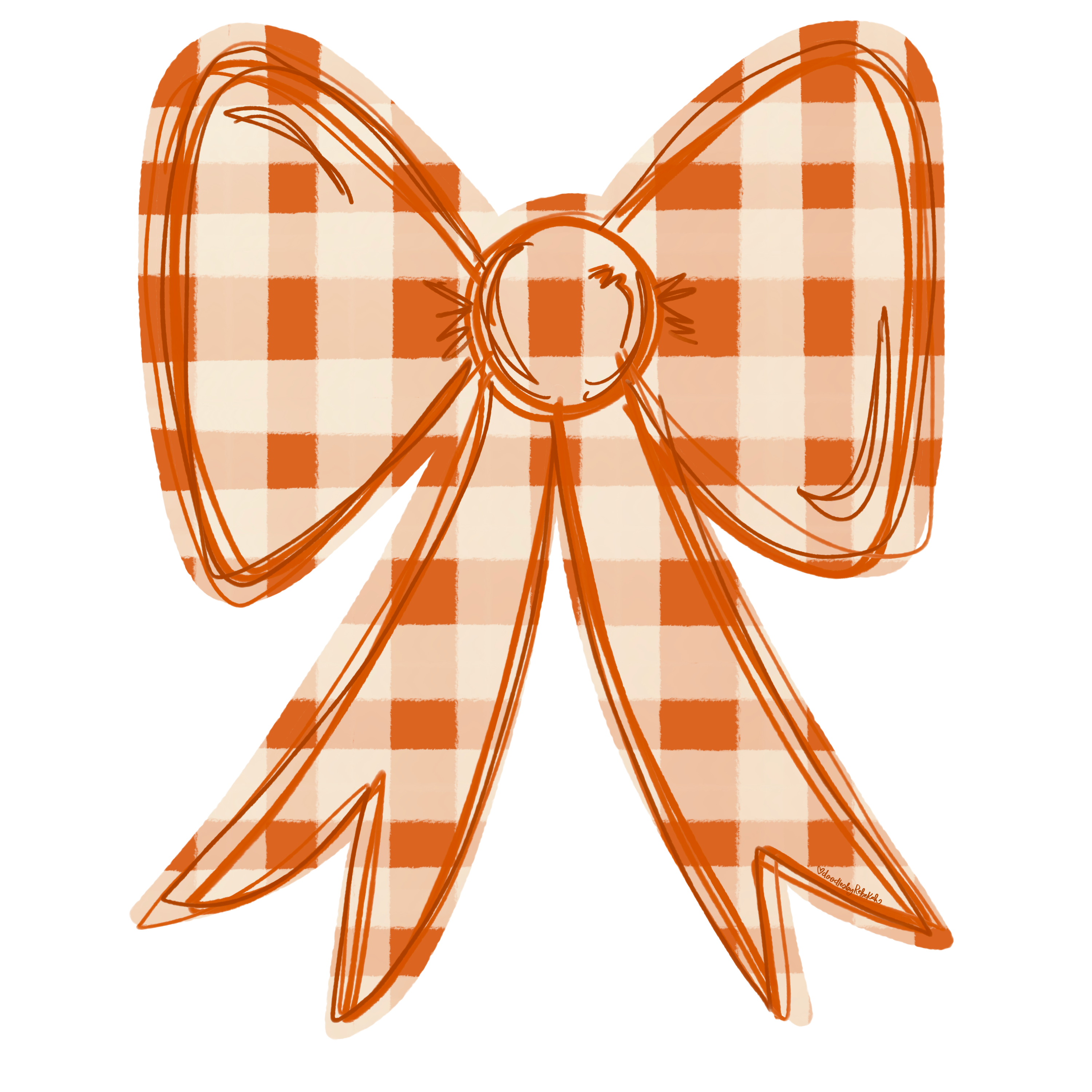 DOODLES BY REBEKAH ORANGE PLAID BOW