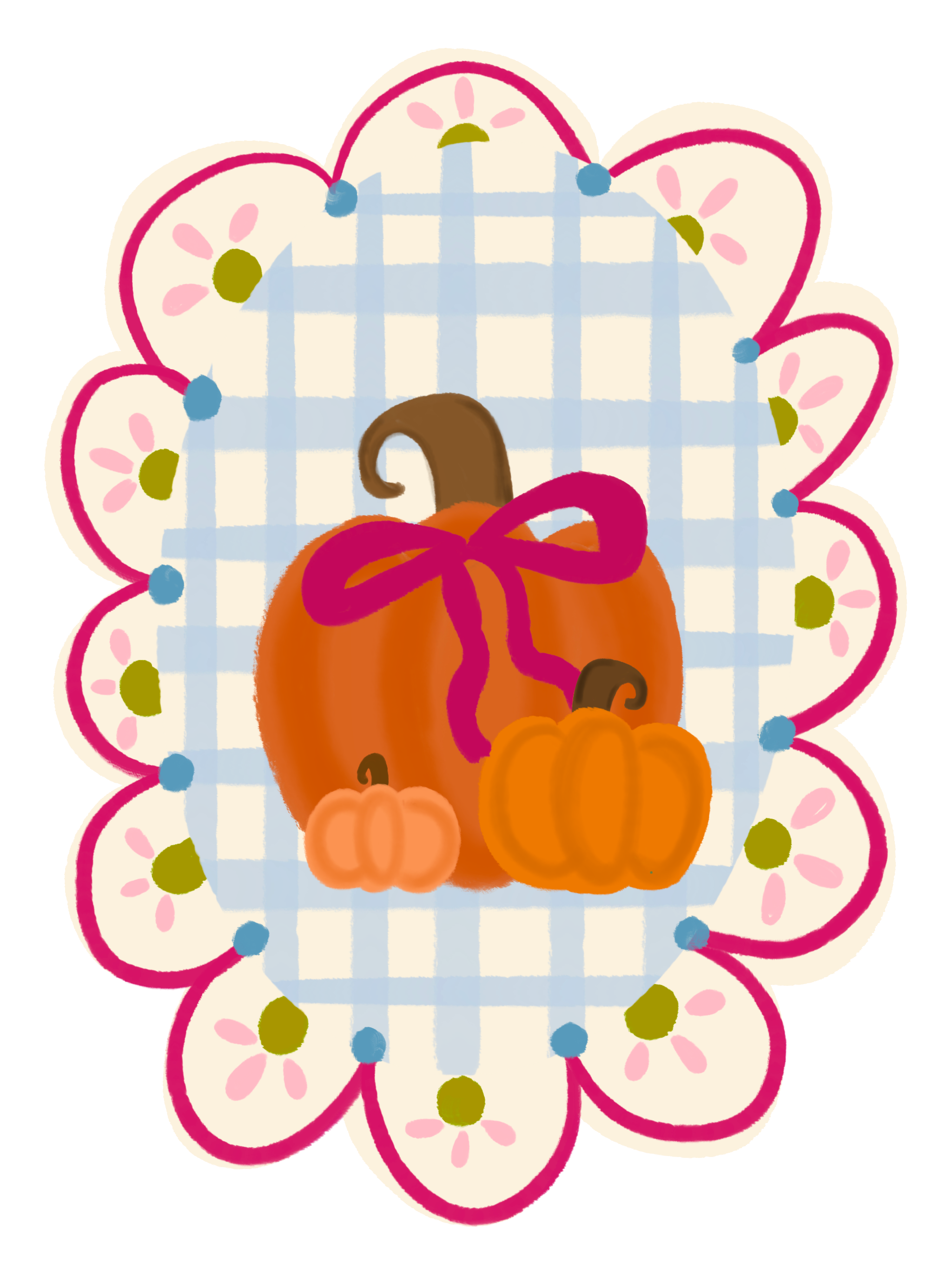 DOODLES BY REBEKAH OVAL PLAQUE WITH ORANGE PUMPKINS