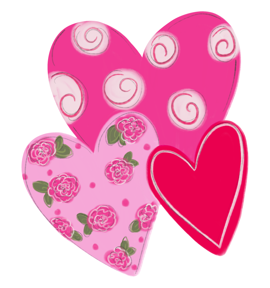 DOODLES BY REBEKAH TRIPLE HEARTS