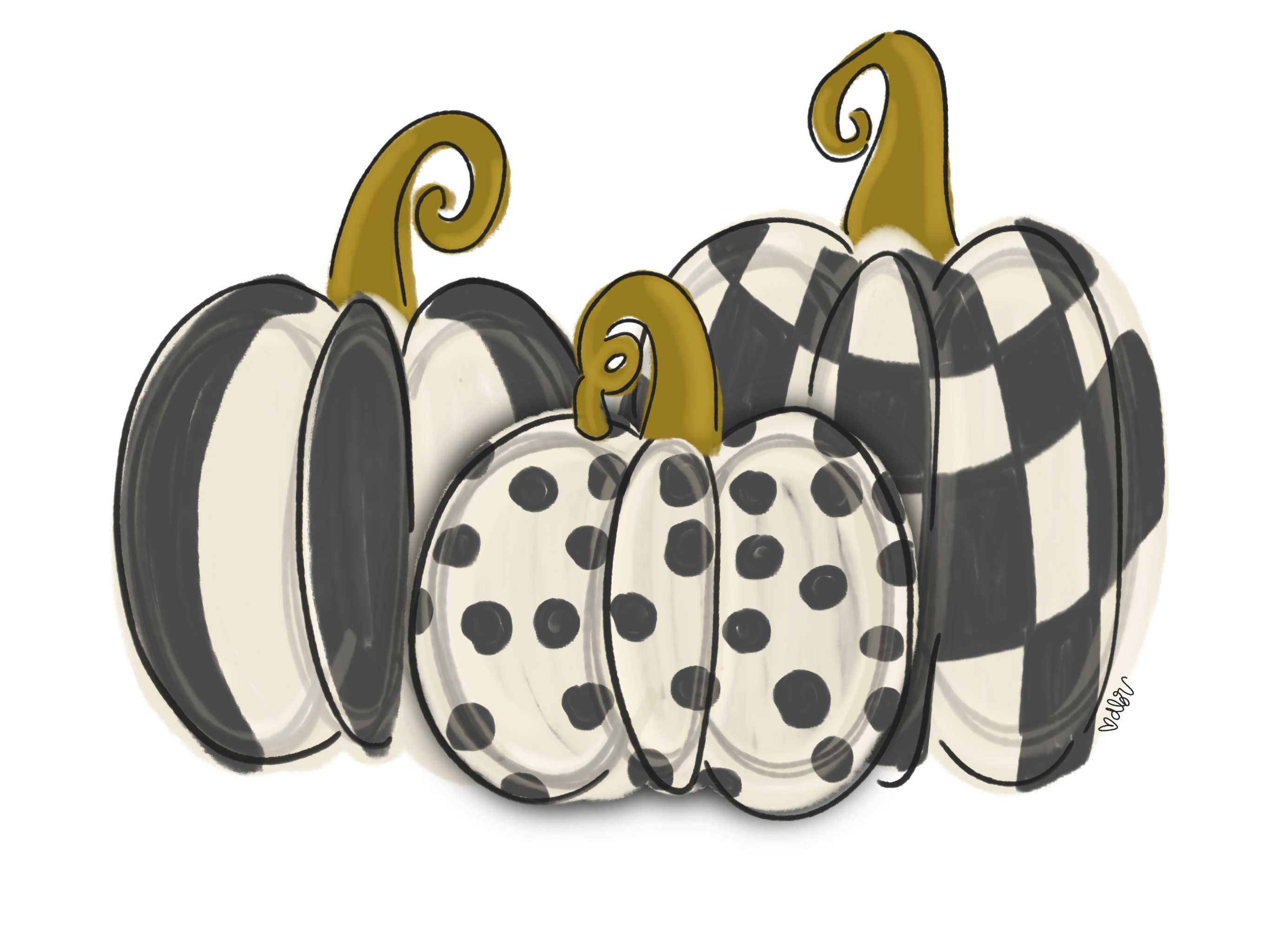 DOODLES BY REBEKAH BLACK AND WHITE PUMPKINS