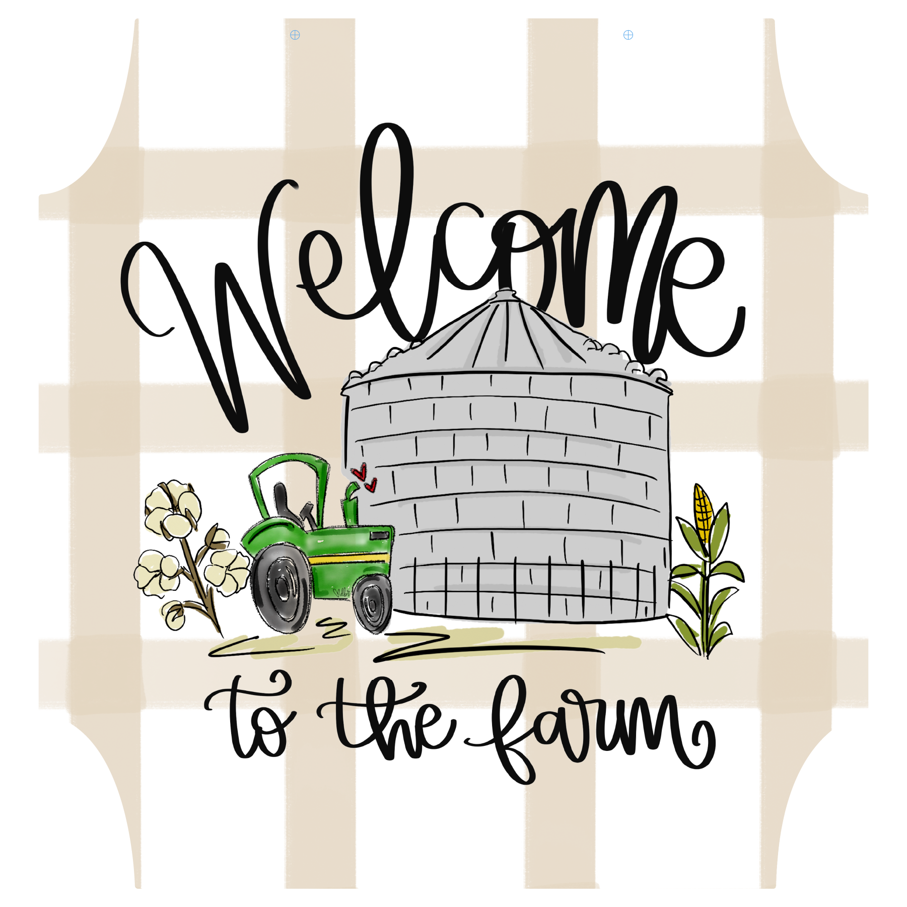 DOODLES BY REBEKAH WELCOME GREEN TRACTOR