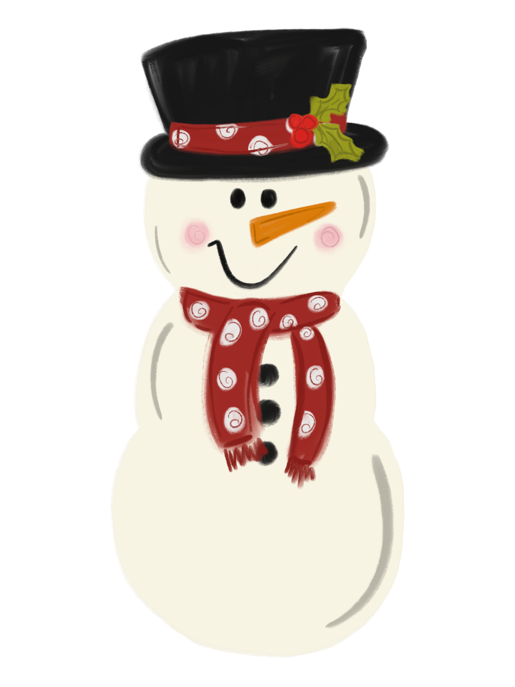 DOODLES BY REBEKAH SNOWMAN WITH RED SCARF