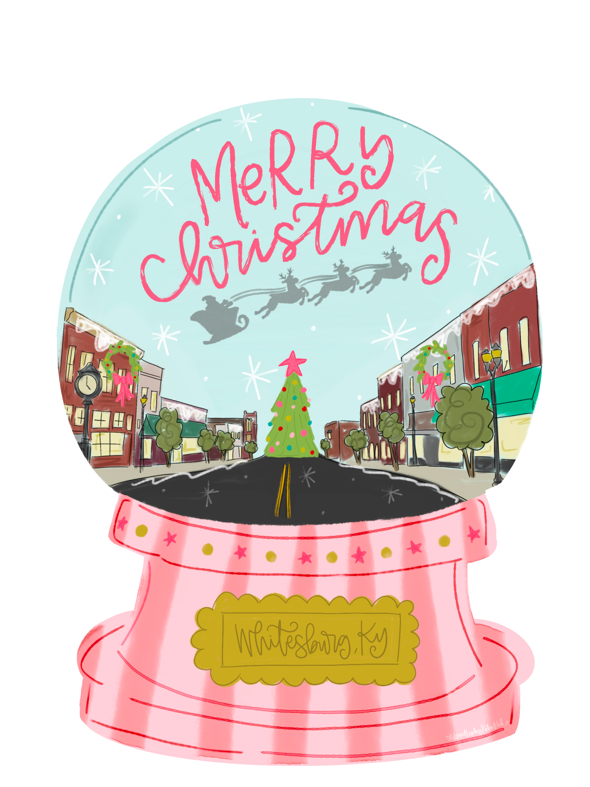 DOODLES BY REBEKAH WHITESBURG, KY PINK SNOWGLOBE