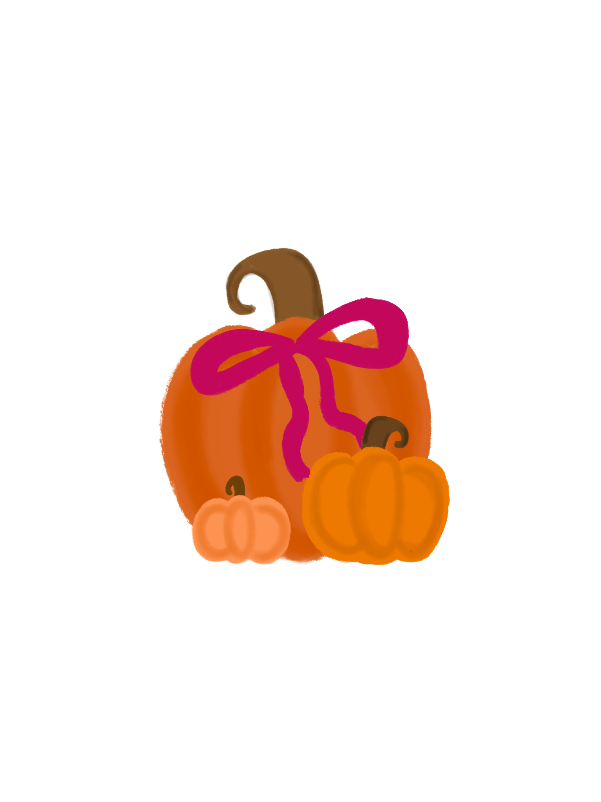 DOODLES BY REBEKAH TRIPLE PUMPKINS WITH PINK BOW