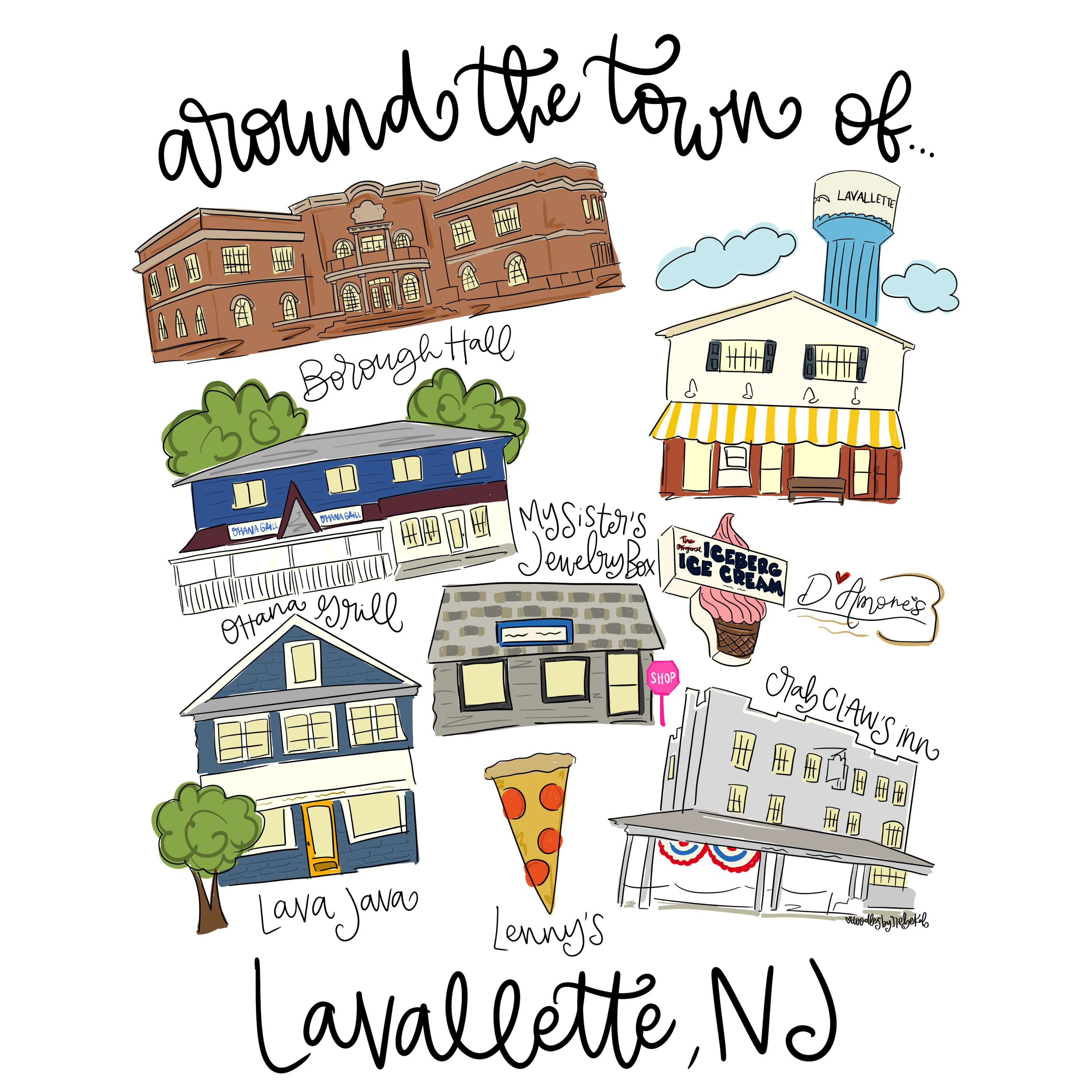 DOODLES BY REBEKAH LAVALLETTE NJ AROUND THE TOWN