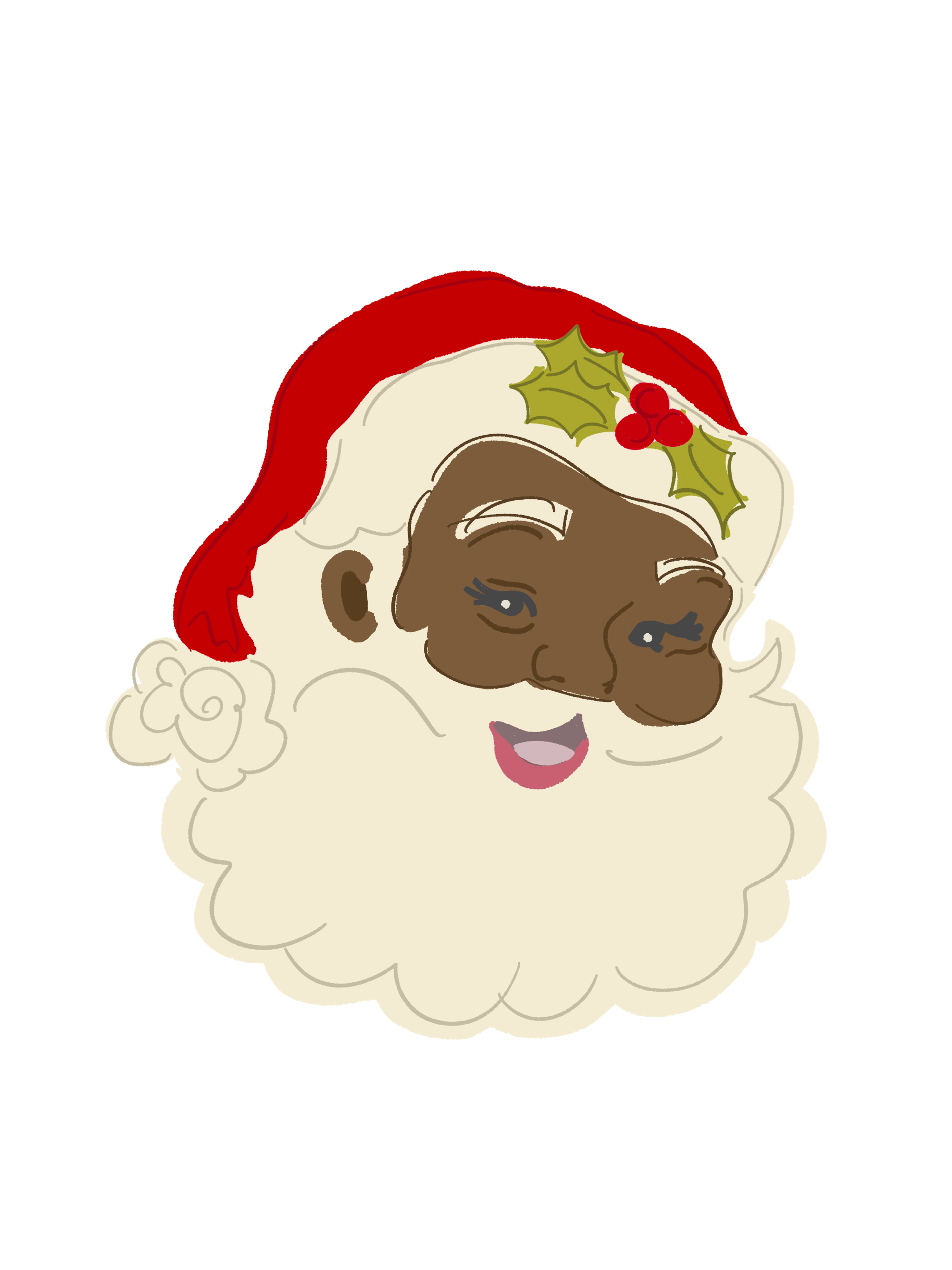 DOODLES BY REBEKAH DARK TONED SANTA HEAD