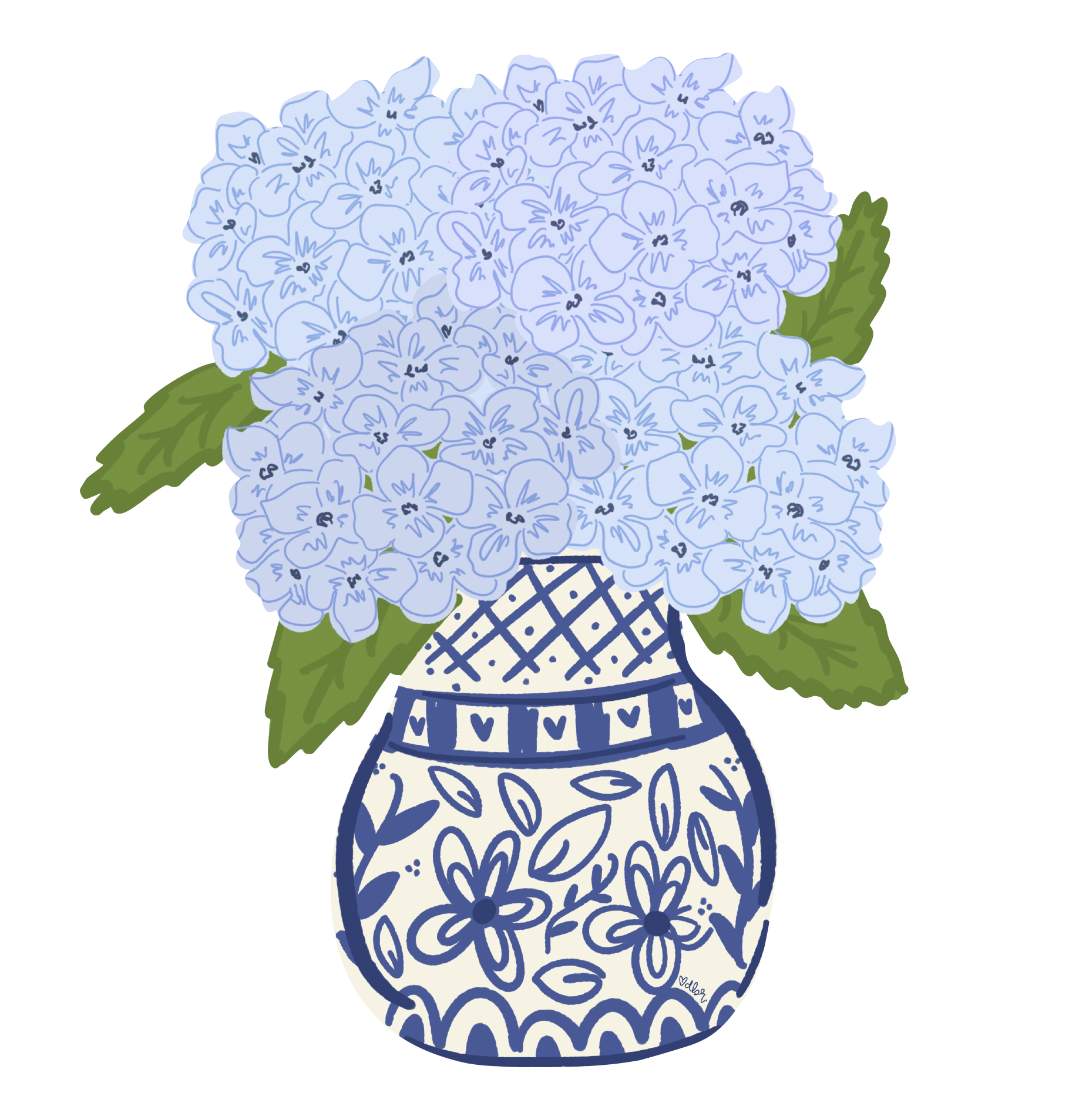 DOODLES BY REBEKAH BLUE HYDRANGEA