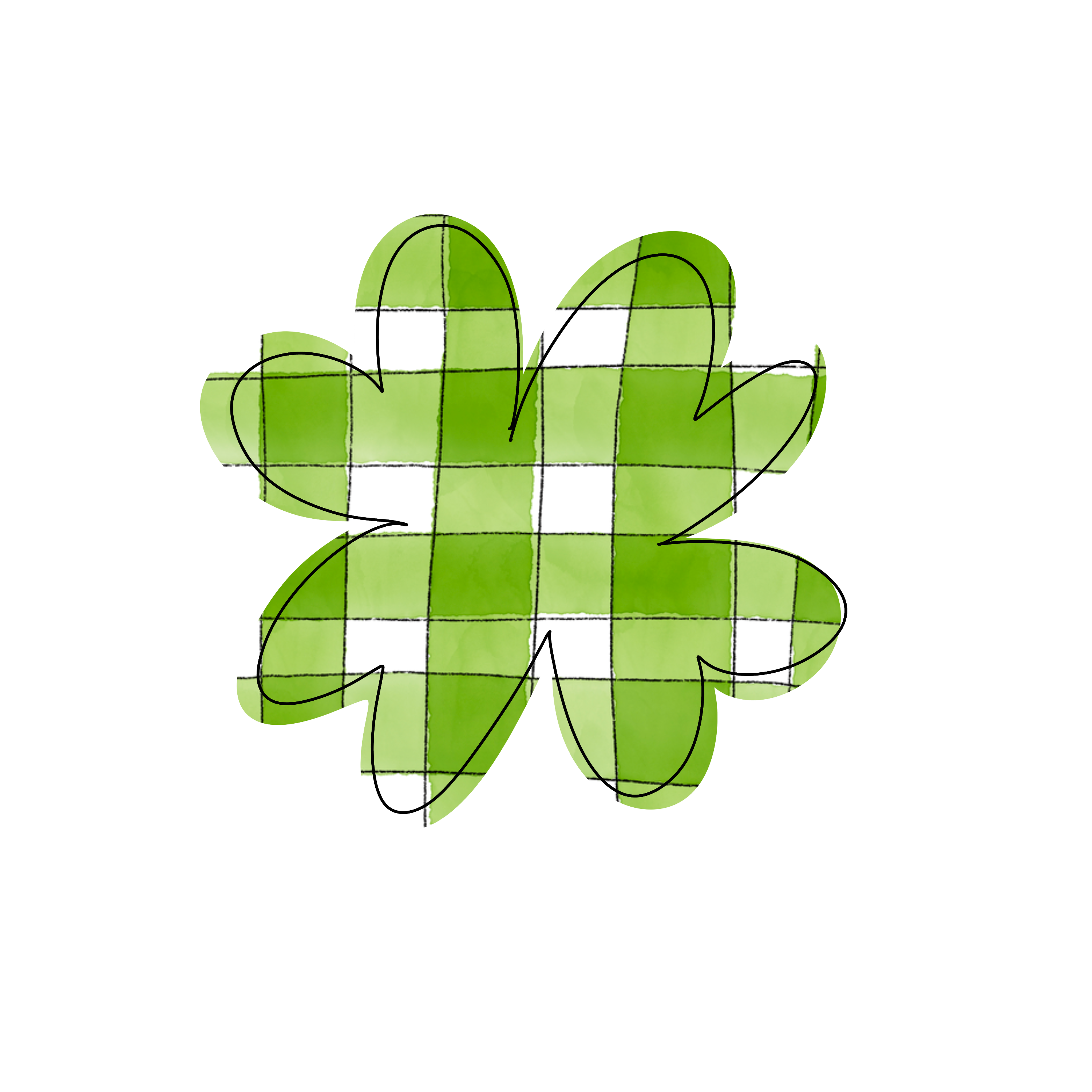 DOODLES BY REBEKAH GREEN PLAID CLOVER