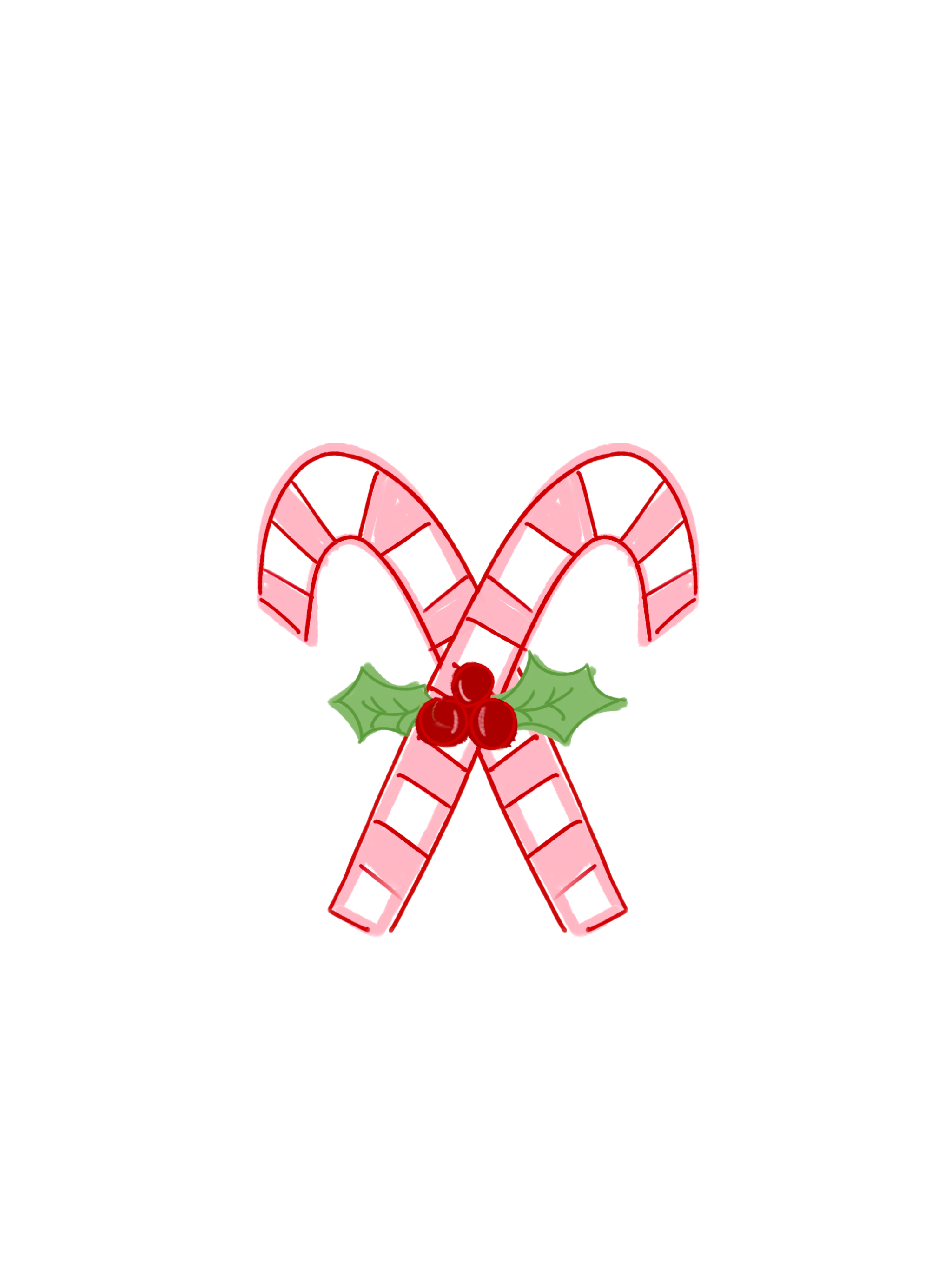 DOODLES BY REBEKAH DOUBLE CANDY CANES WITH HOLLY