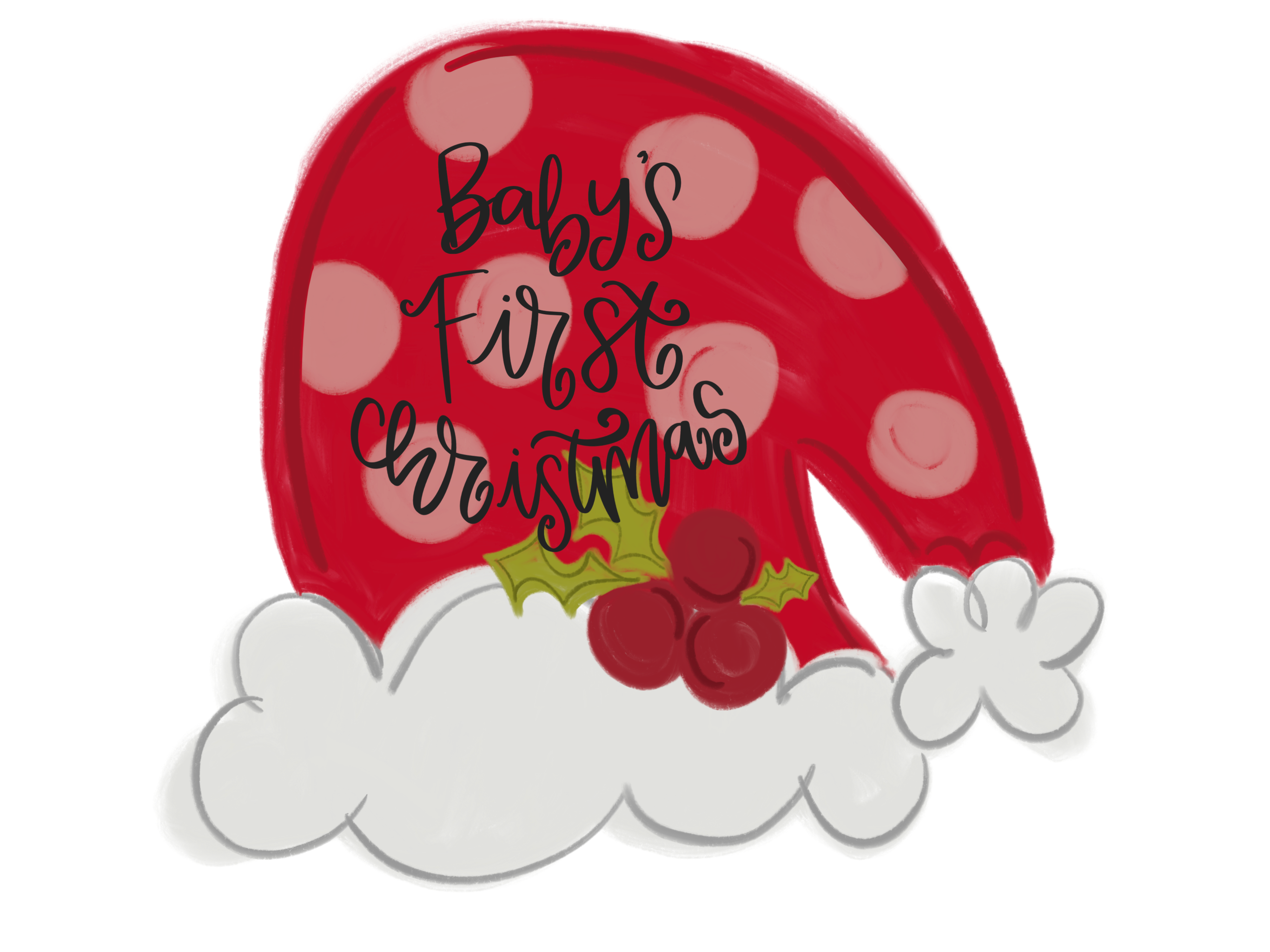 DOODLES BY REBEKAH BABYS FIRST CHRISTMAS SANTA HAT