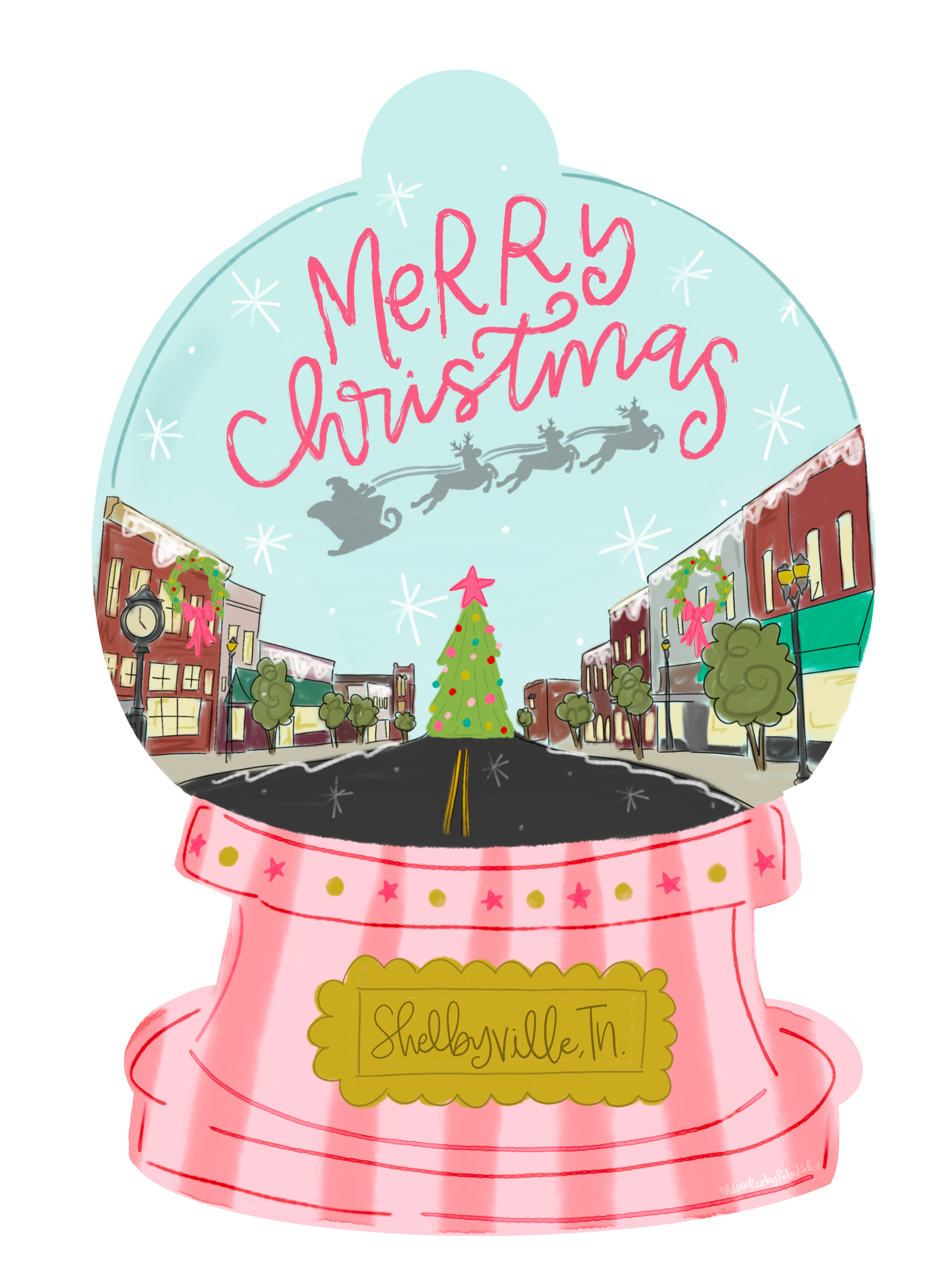 DOODLES BY REBEKAH SHELBYVILLE TN PINK SNOWGLOBE