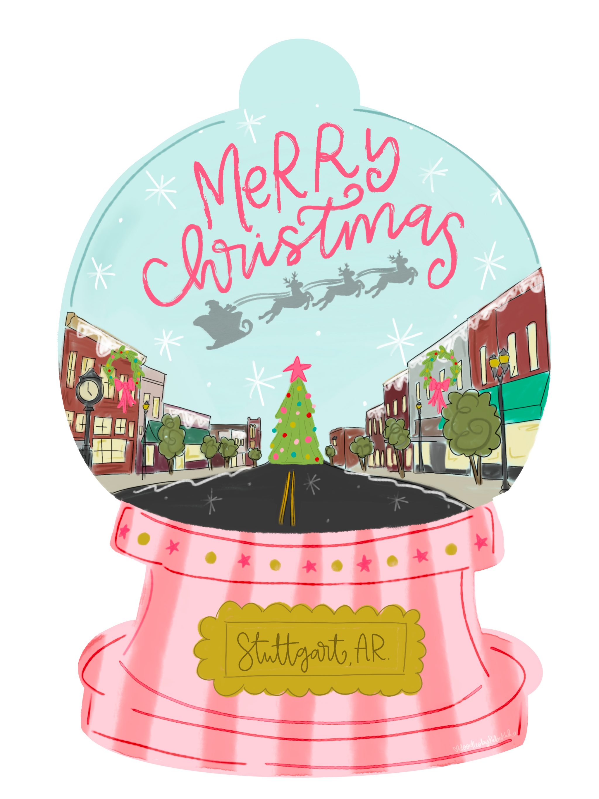 DOODLES BY REBEKAH STUTTGART PINK SNOWGLOBE