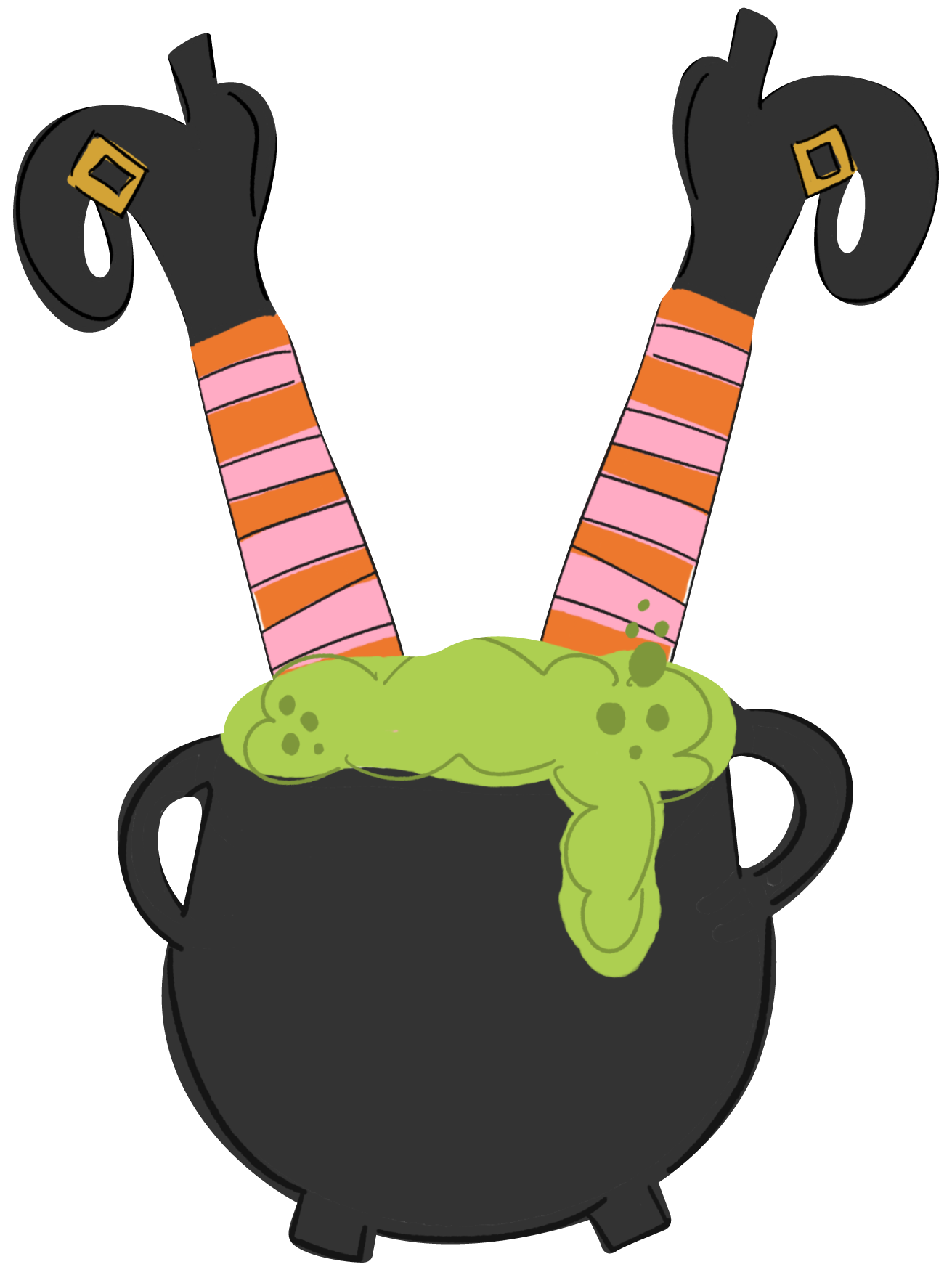 DOODLES BY REBEKAH CAULDRON WITH WITCH LEGS