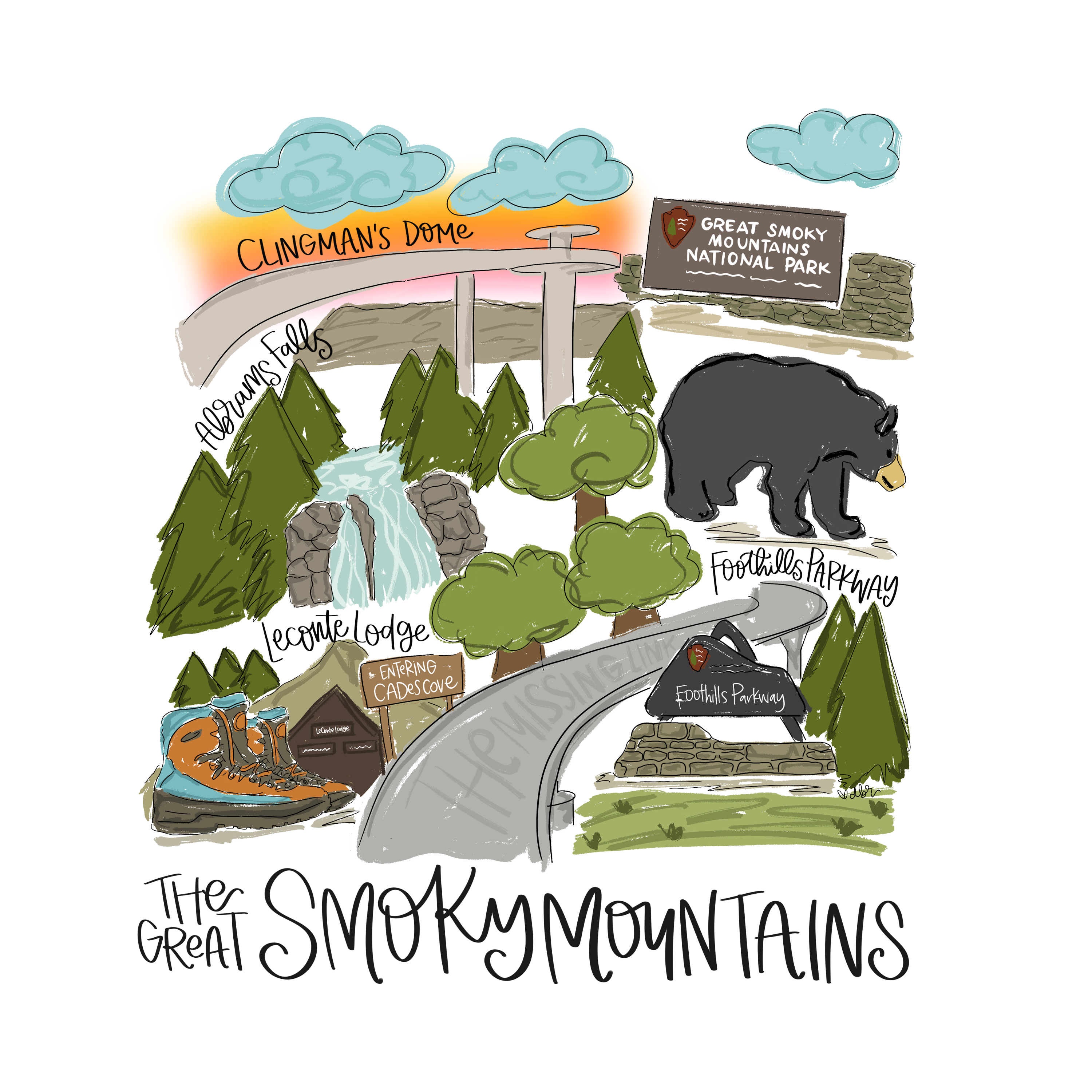 DOODLES BY REBEKAH THE GREAT SMOKY MOUNTAINS