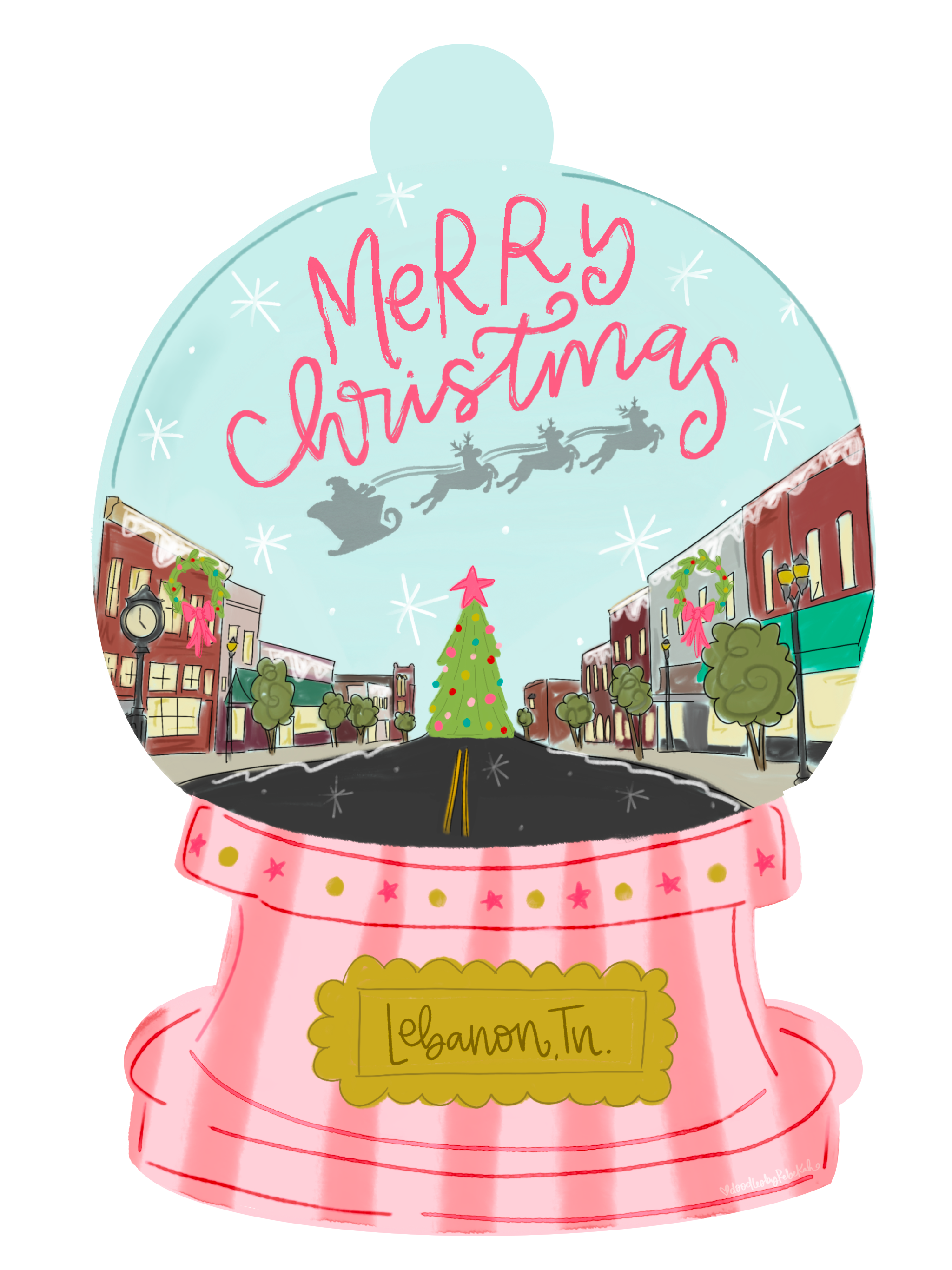DOODLES BY REBEKAH PINK SNOWGLOBE LEBANON TN