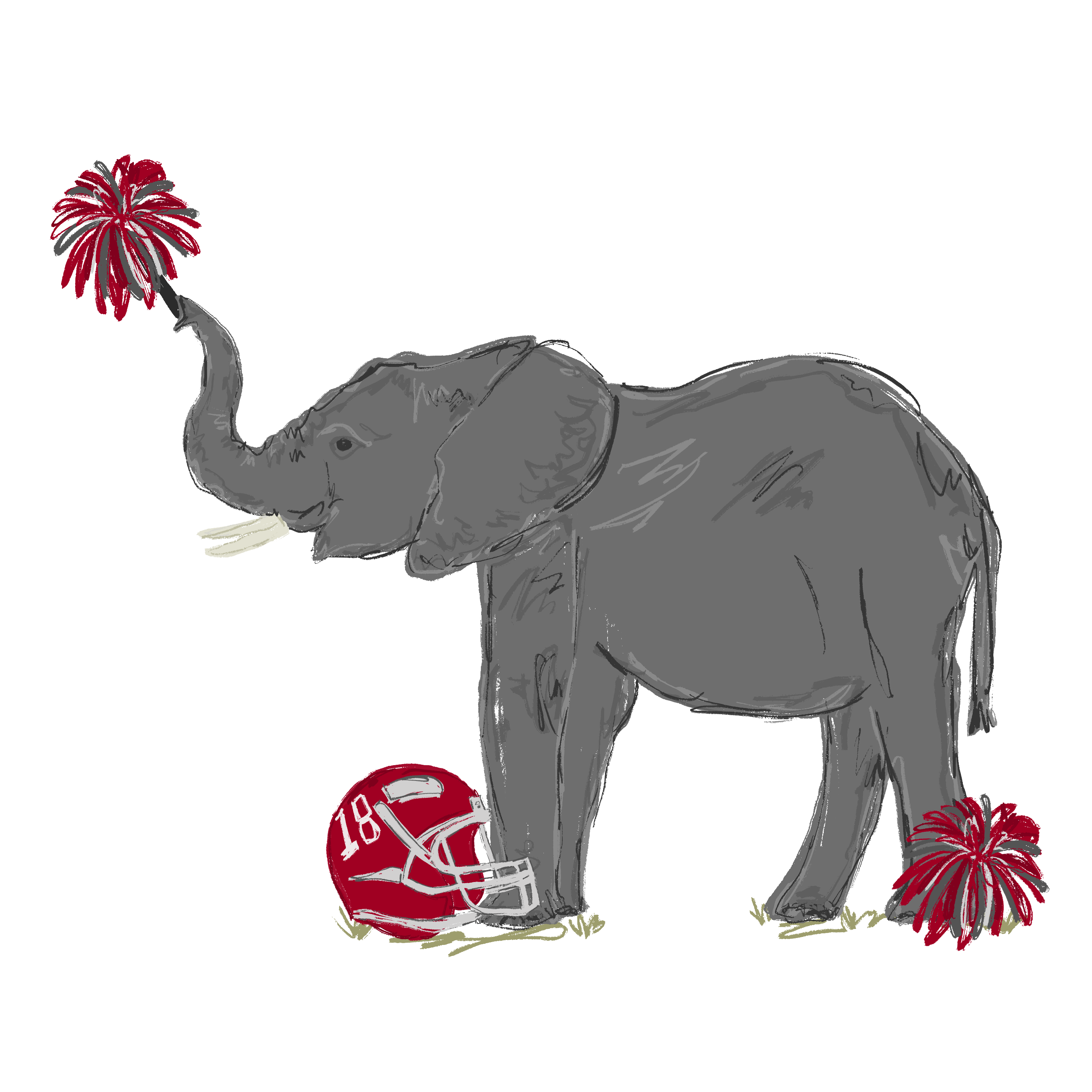 DOODLES BY REBEKAH CHEERING ELEPHANT