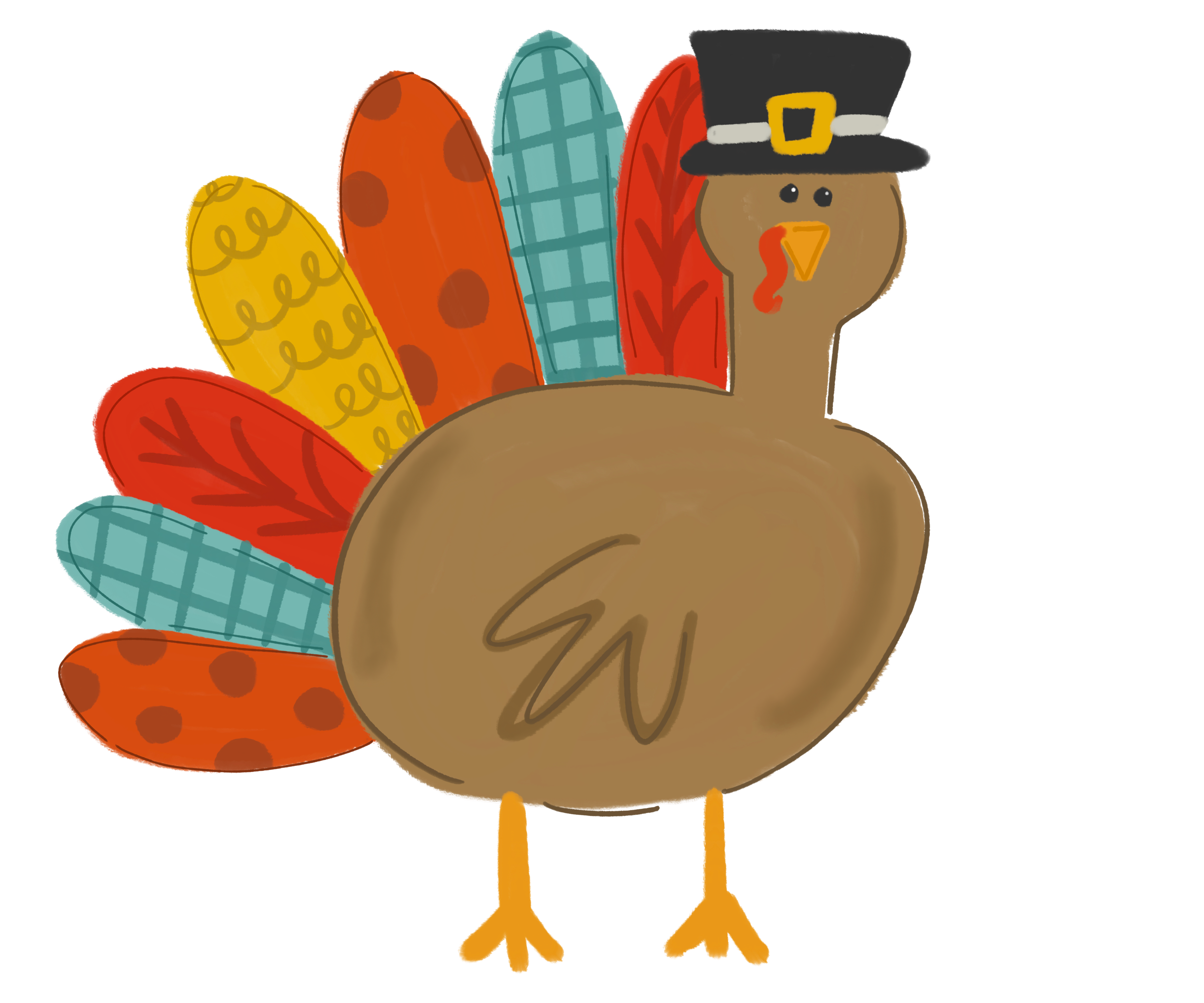 DOODLES BY REBEKAH COLORFUL TURKEY