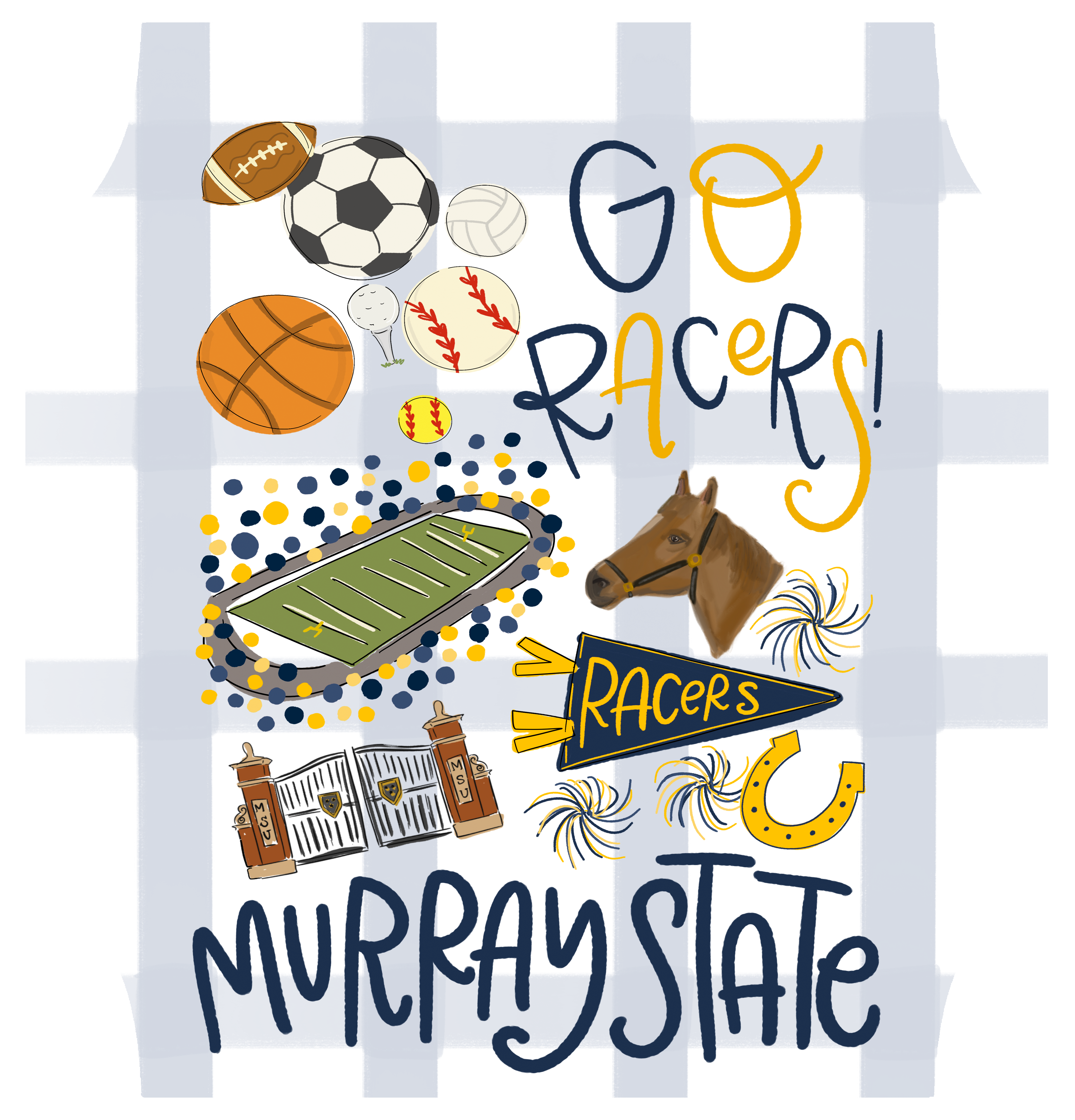 DOODLES BY REBEKAH GO RACERS MURRAY STATE