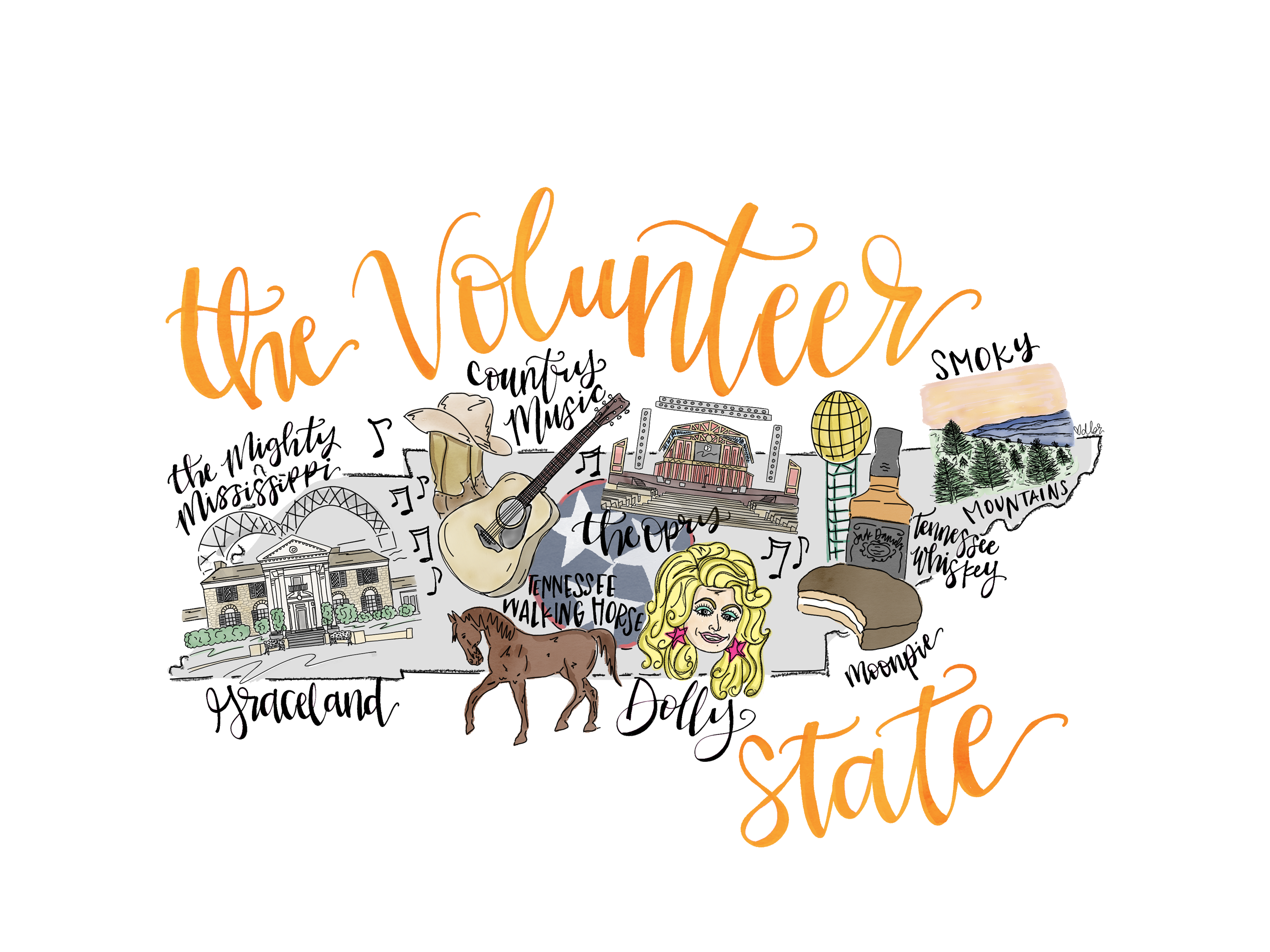 DOODLES BY REBEKAH THE VOLUNTEER STATE