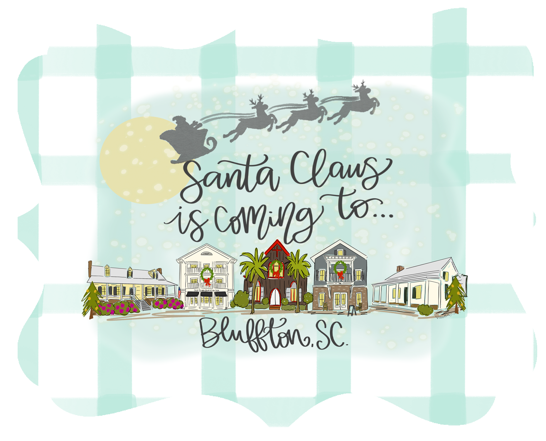 DOODLES BY REBEKAH BLUFFTON SC SANTA COMING TOTOWN