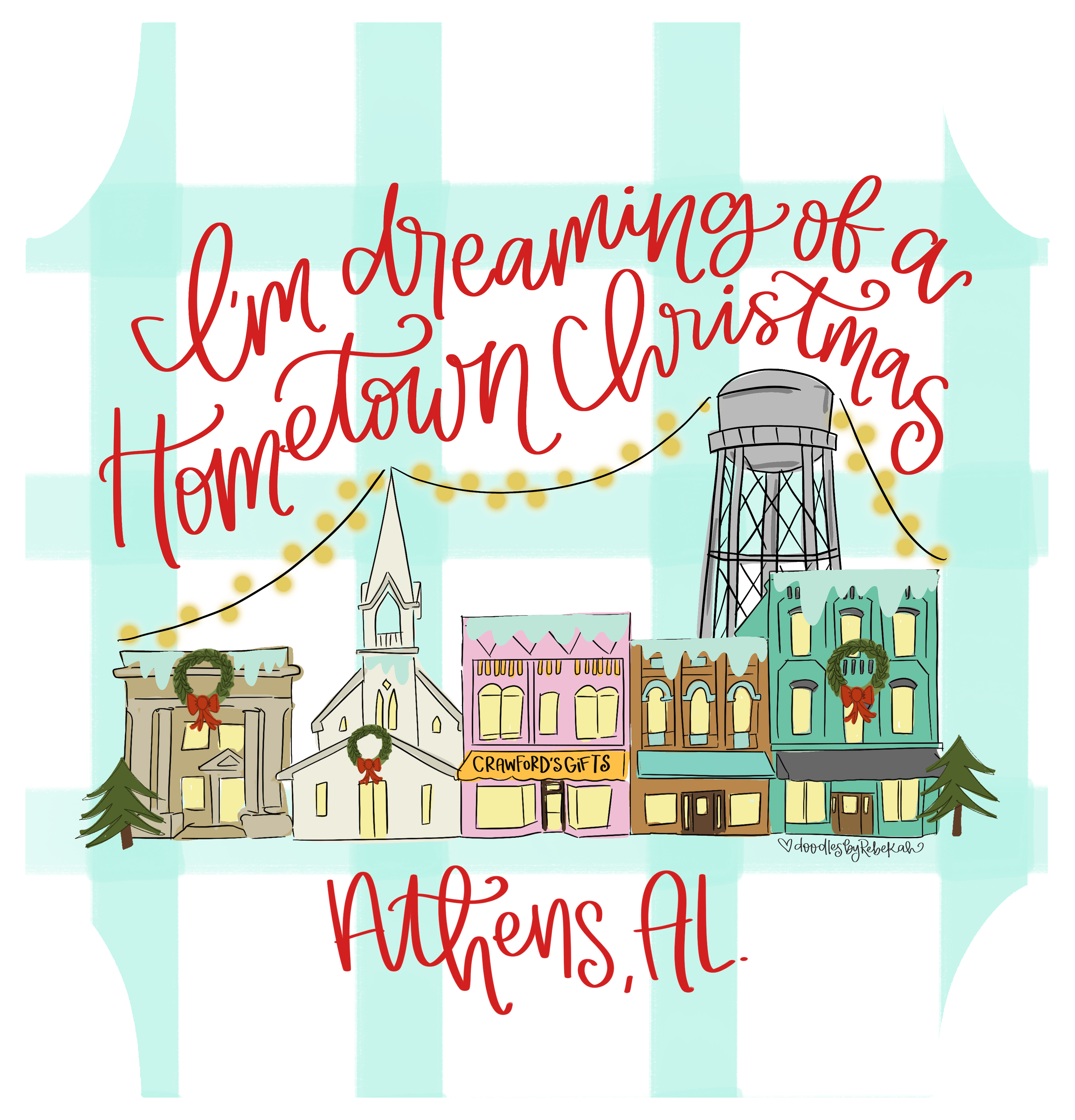 DOODLES BY REBEKAH ATHENS AL HOMETOWN CHRISTMAS