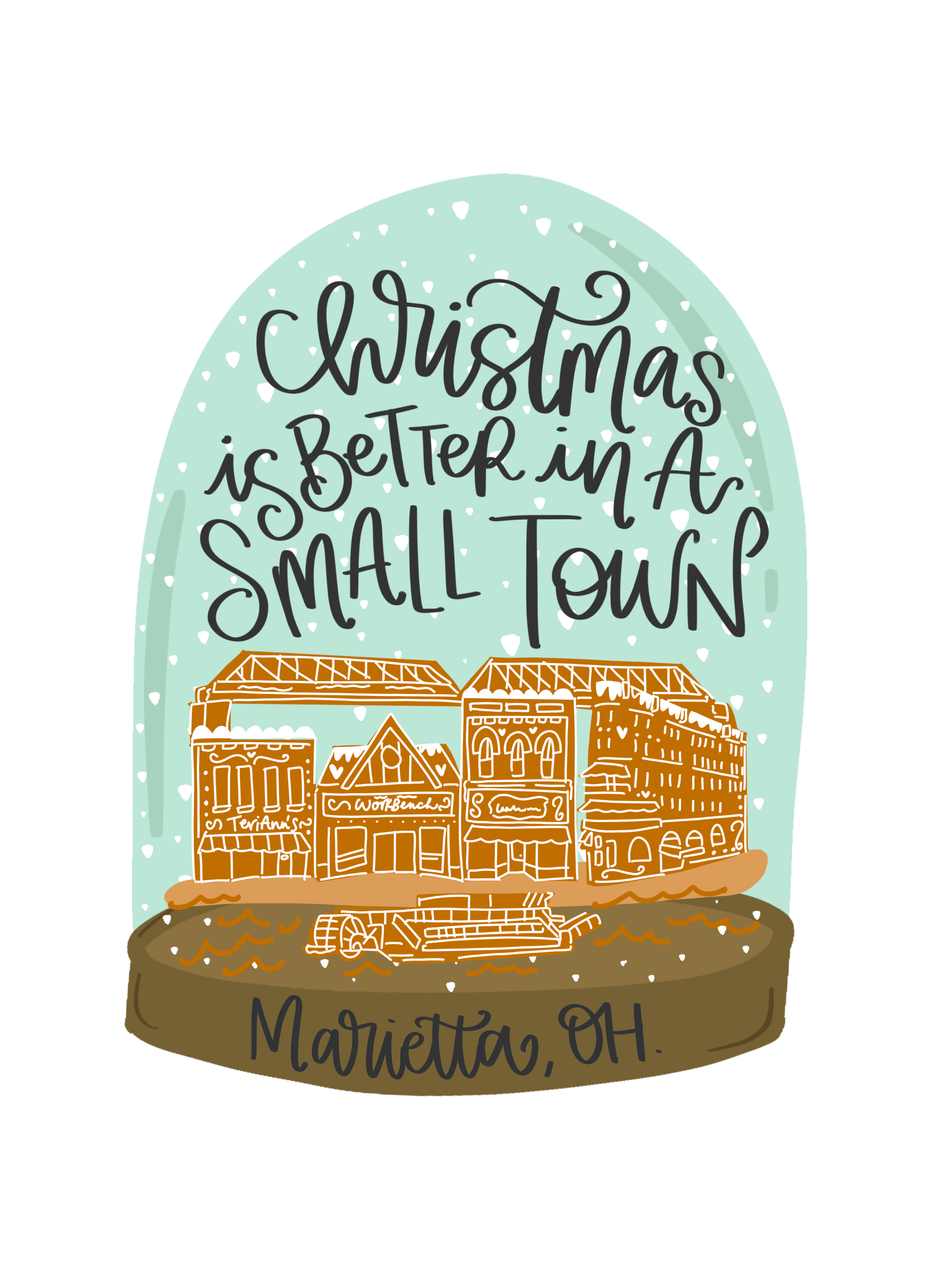 DOODLES BY REBEKAH MARIETTA OH SMALL TOWN GLOBE