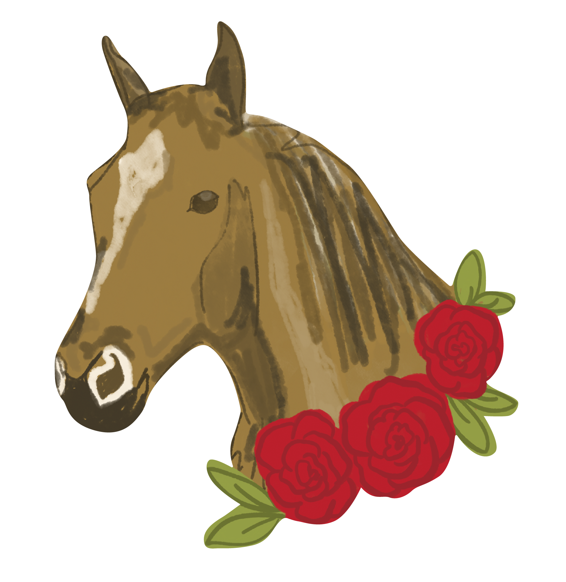 DOODLES BY REBEKAH HORSE HEAD WITH FLOWERS